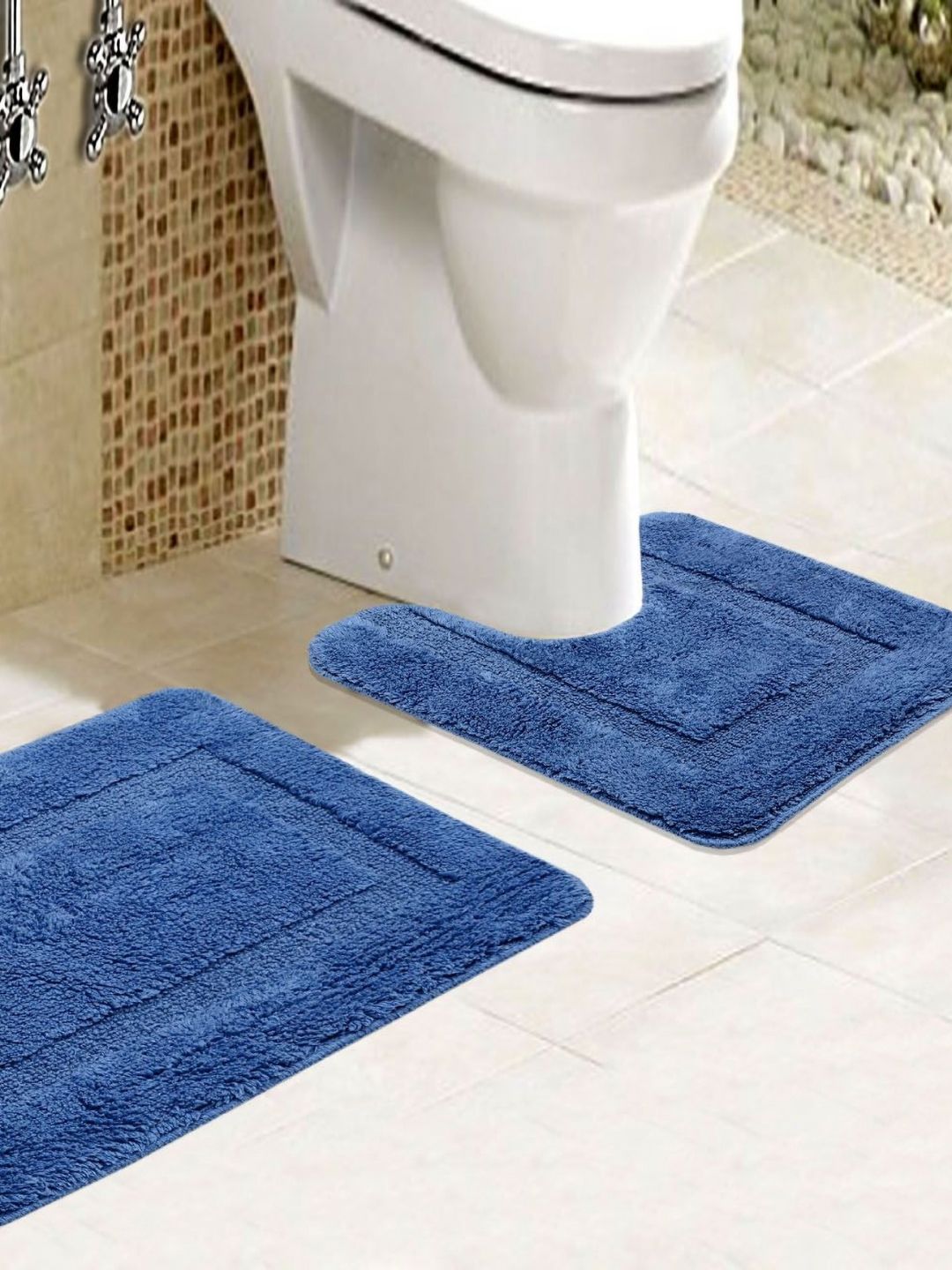 Saral Home 2Pcs Blue 2200 GSM Anti-Skid Bath Rugs with Contour-image-36