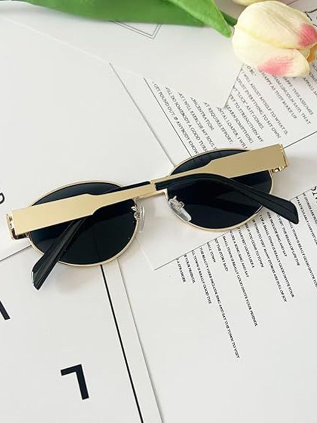 DressBerry Unisex Round Sunglasses with UV Protected Lens 5888 Gold black