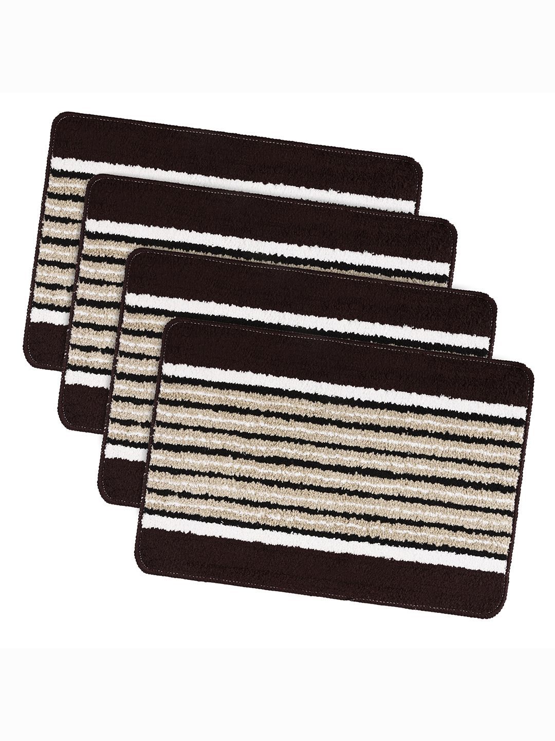 Kuber Industries 4 Pcs Brown & Black Anti-Skid Door Mats-image-36