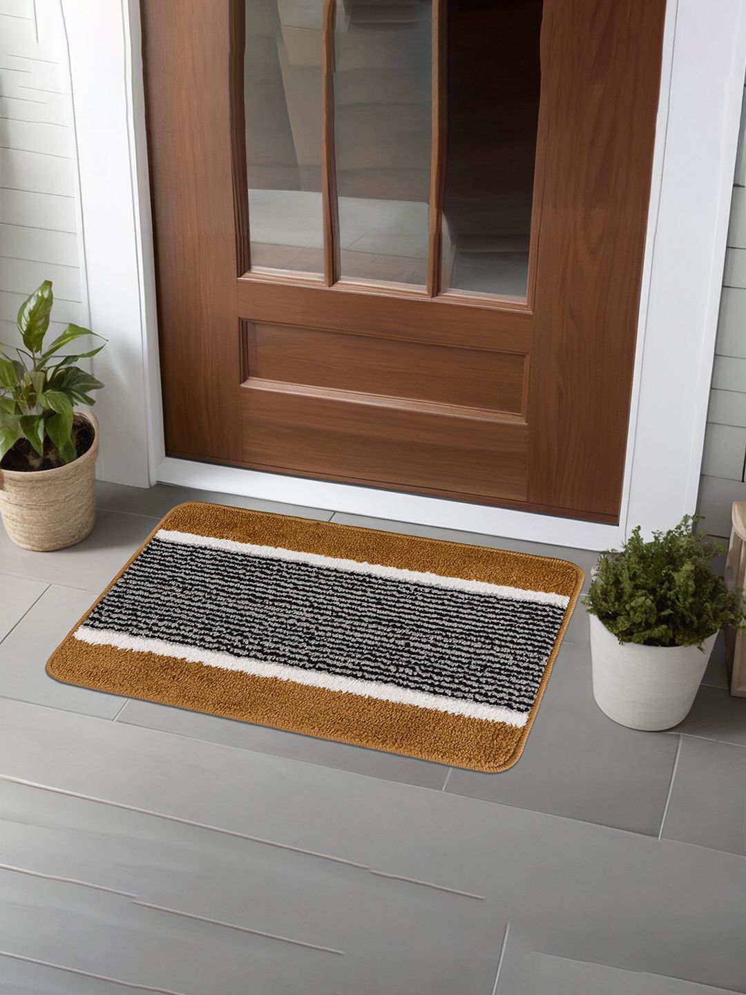 Kuber Industries 3 Pcs Maroon & Black Anti-Skid Door Mats-image-35