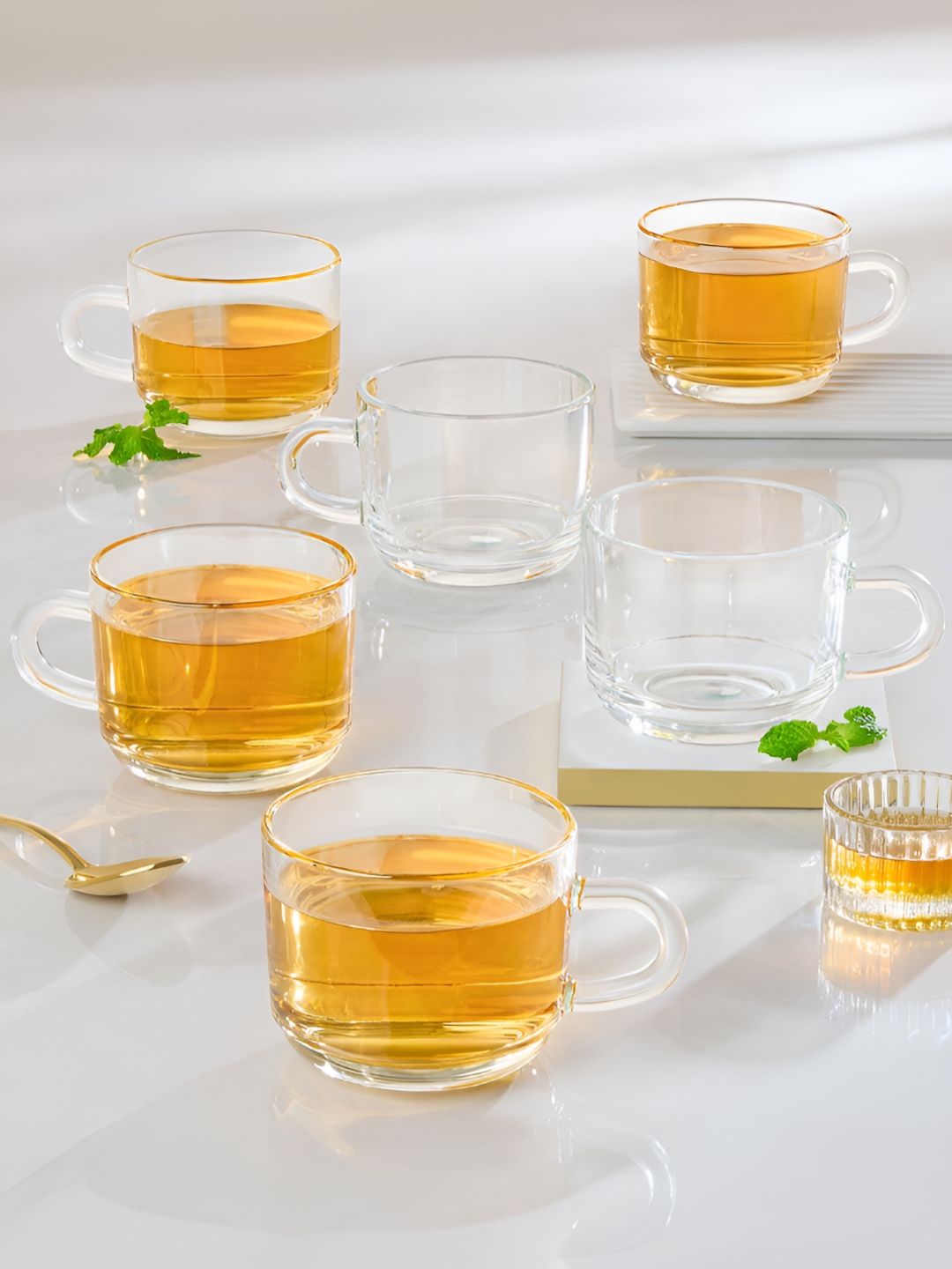 BOROSIL Transparent 6 Pieces Borosilicate Glass Matte Cups 210 ml