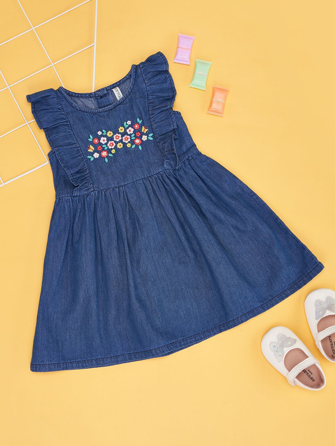 Pantaloons Baby Flutter Sleeve Fit & Flare Dress-picture-12