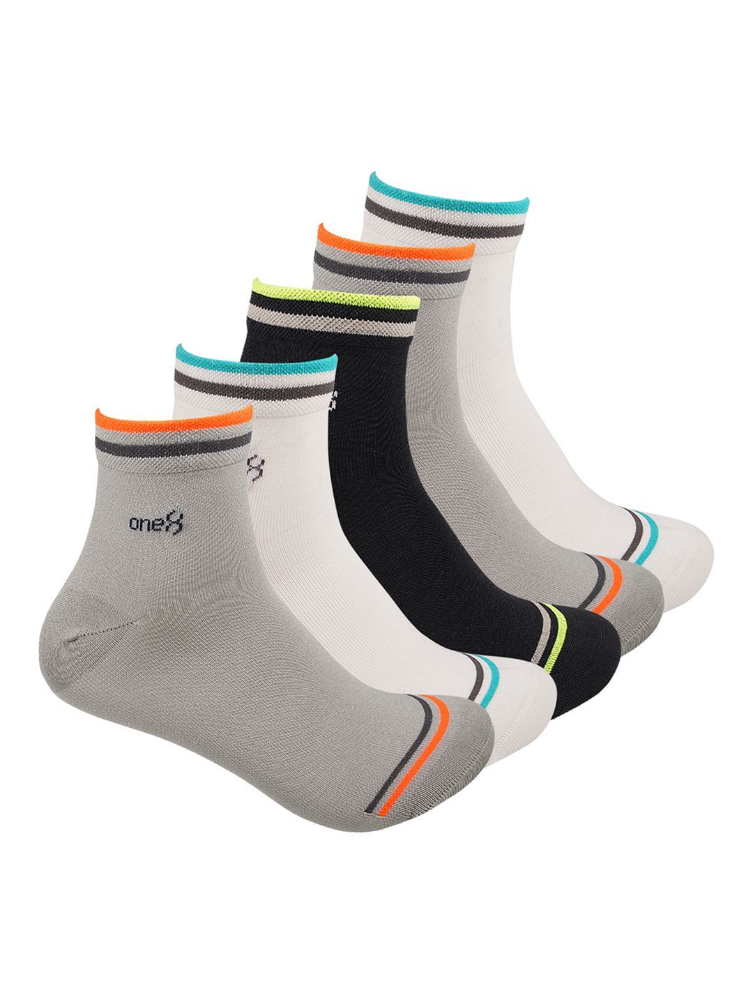 One8 Men Pack Of 5 Patterned Ankle-Length Socks-picture-35