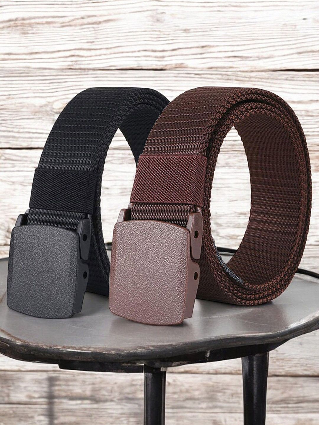 The Roadster Lifestyle Co. Men Pack Of 2 Casual Textured Belts-picture-40