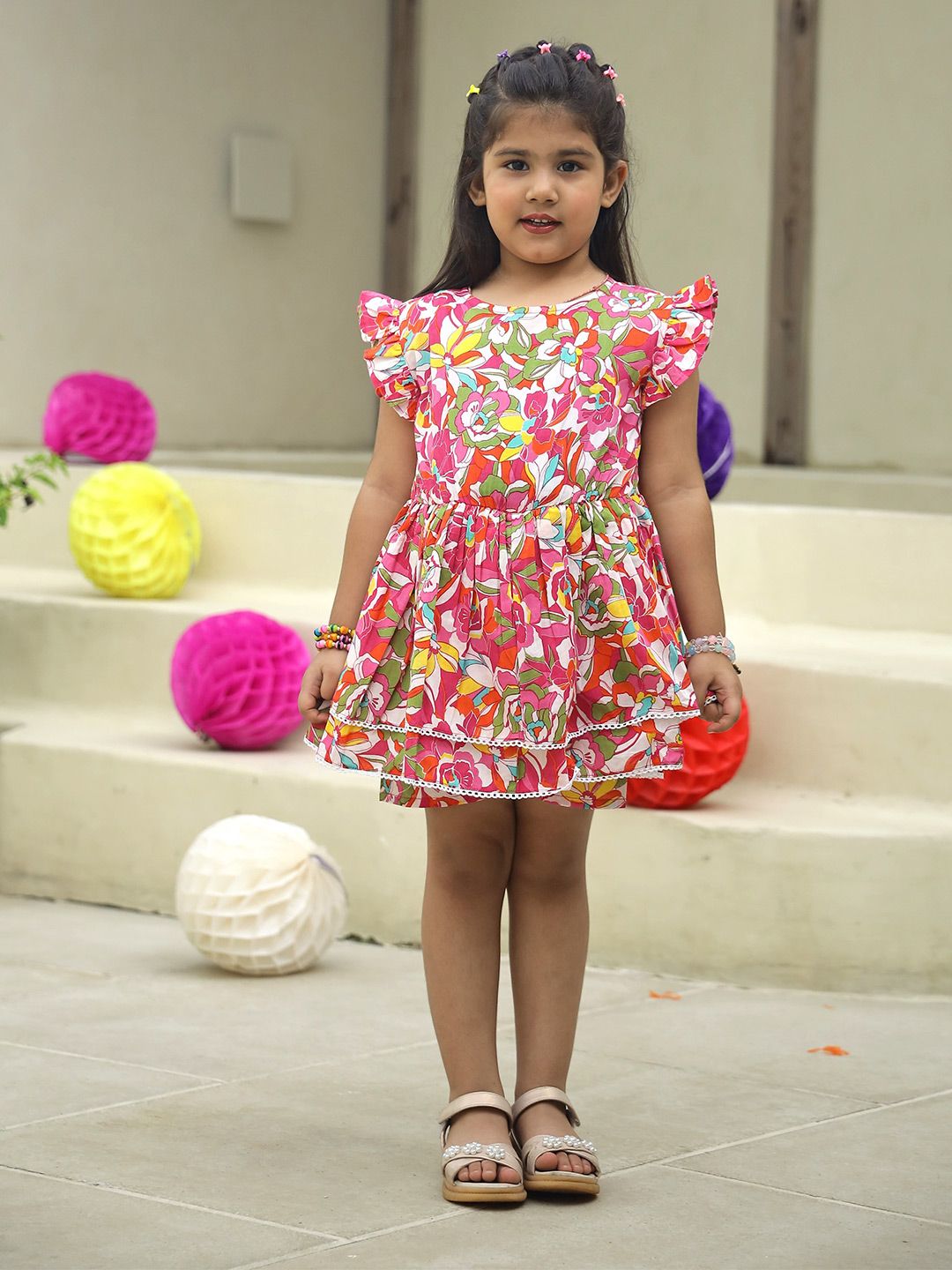 Hoshi by A&T Girls Printed Basic Jumpsuit with Layered-picture-13