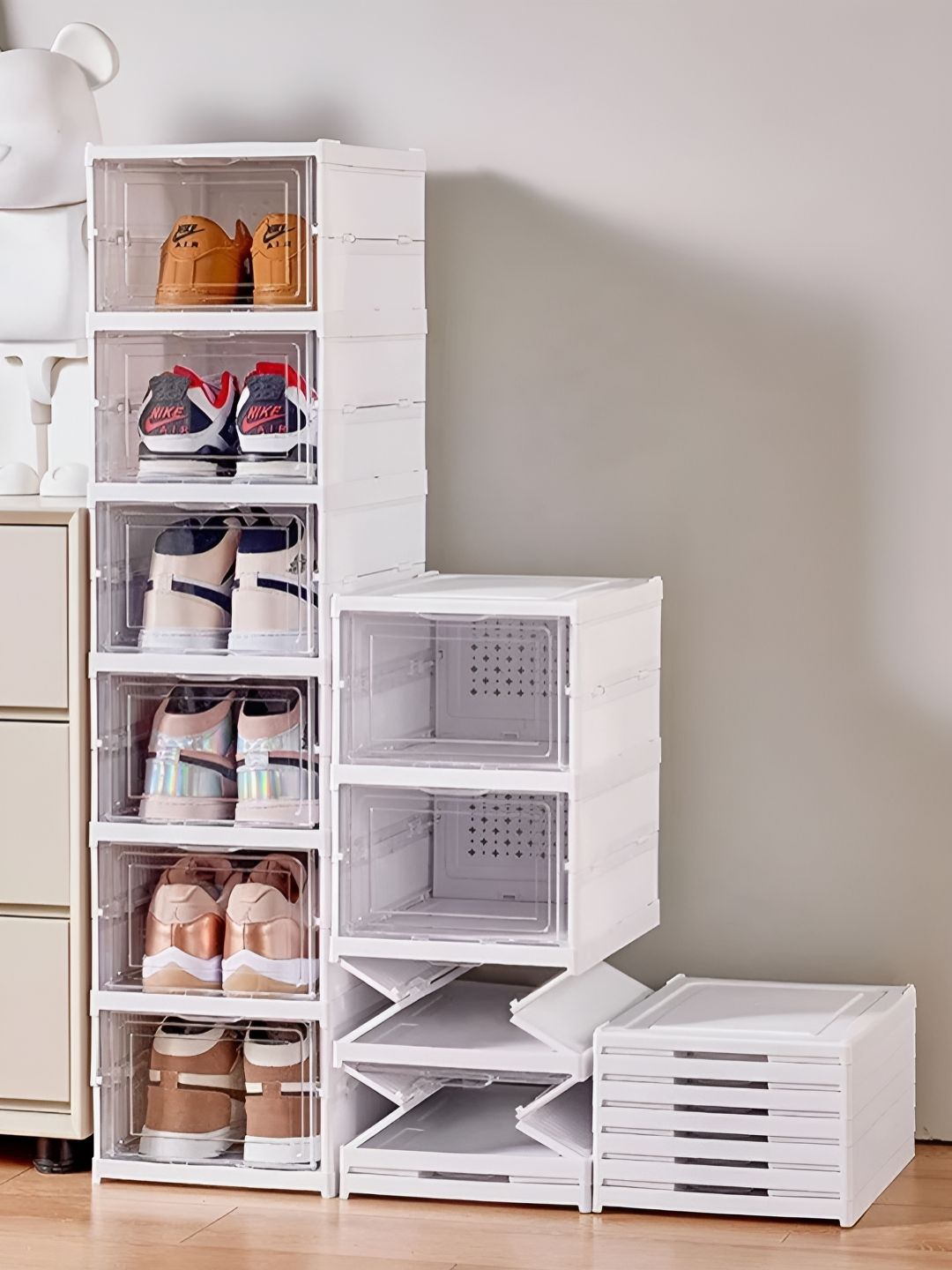 TIED RIBBONS Set Of 6 White Shoe Rack Organiser-picture-32