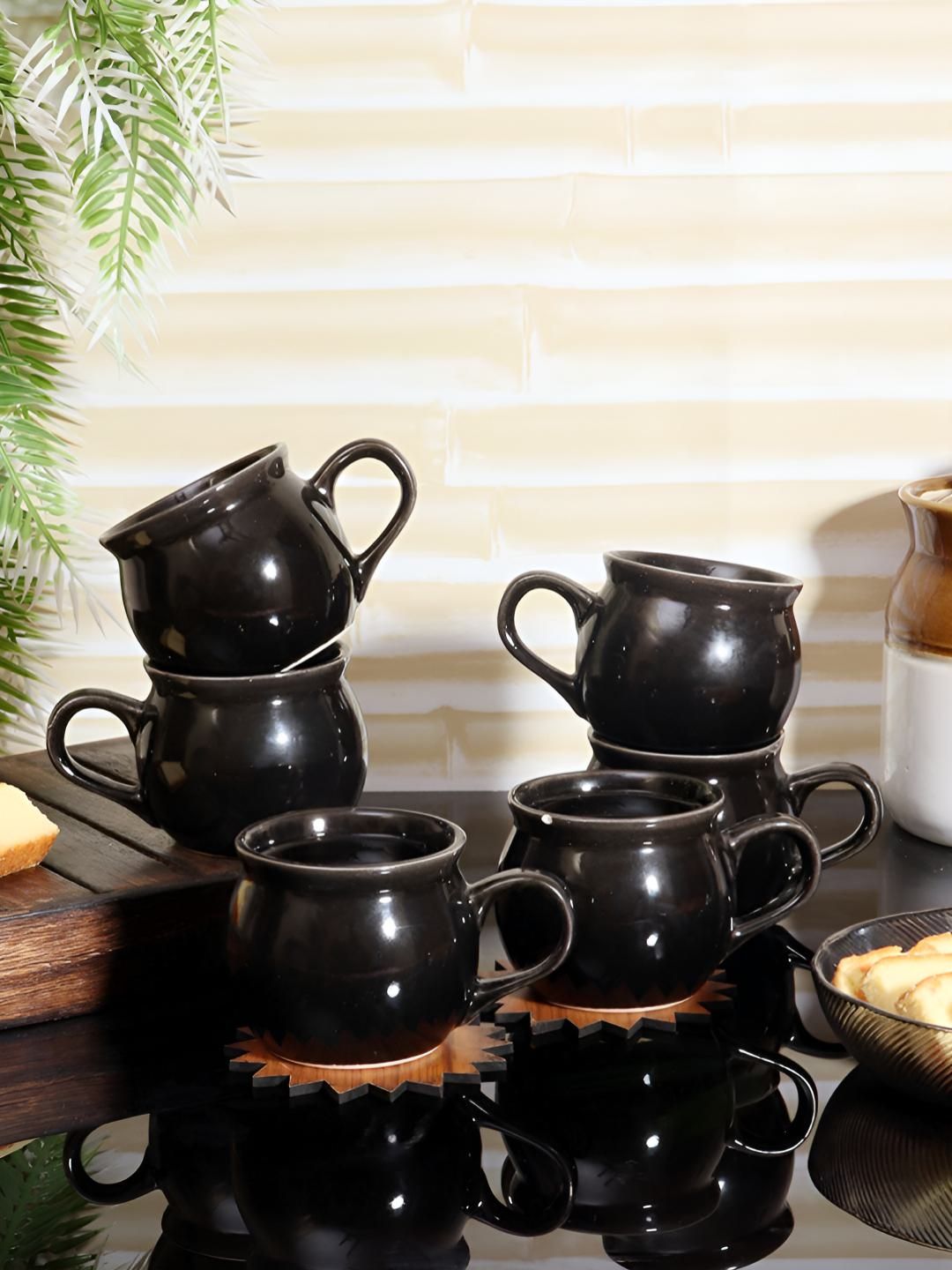 Aura Black Solid Ceramic Glossy Mugs Set of Cups and Mugs-picture-31