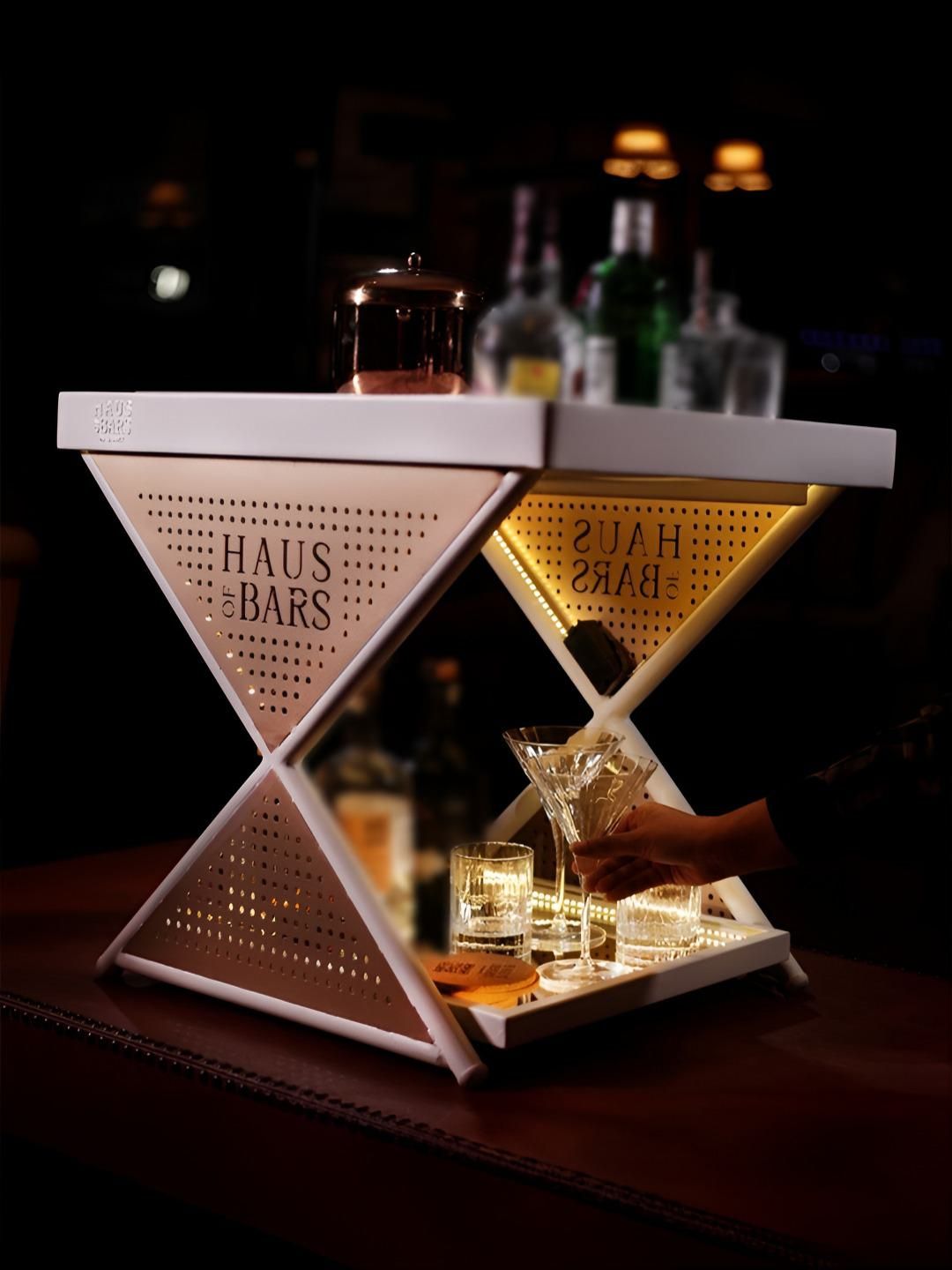 Haus of Bars Brown and White Mini Home Bar Table with Compact and Foldable Design-image-28