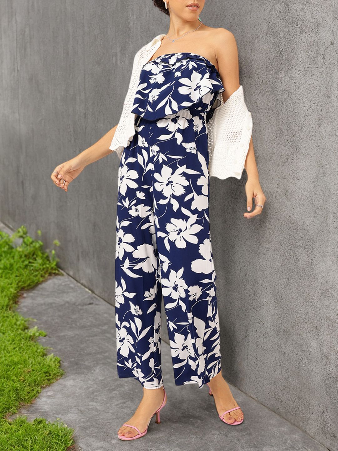 DressBerry Spring Fling Floral Print Strapless Layered Jumpsuit-picture-20
