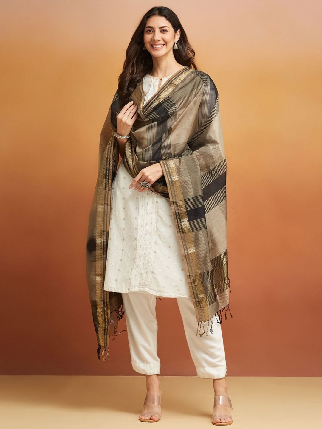 Fabindia Woven Design Cotton Silk Dupatta-picture-12