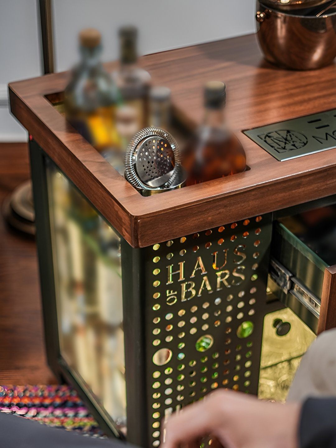 Haus of Bars Green & Brown Model M Mini Bar Cabinet-image-2