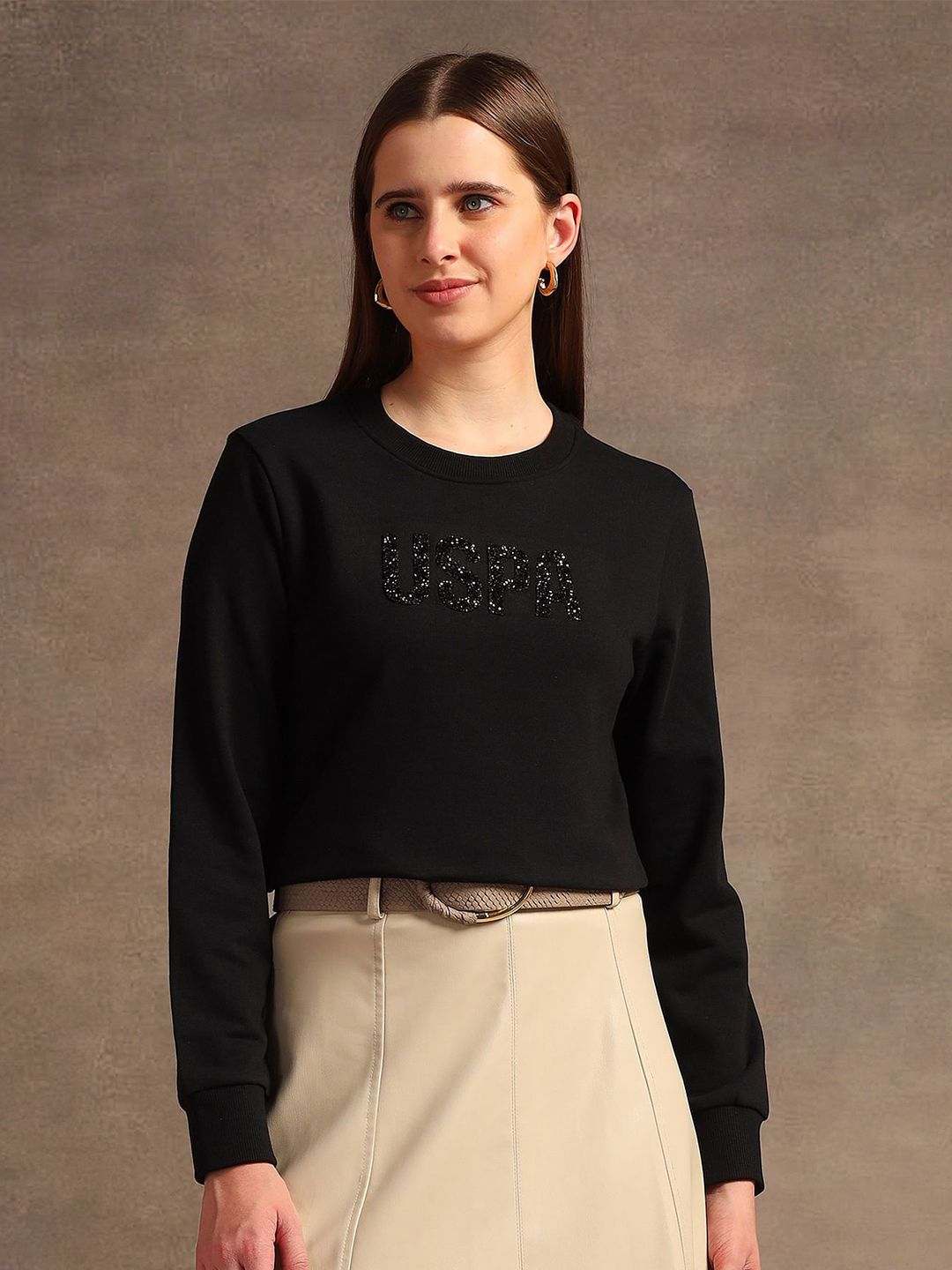 U.S. Polo Assn. Women Typography Printed Round Neck Cotton Pullover Sweatshirt-picture-19