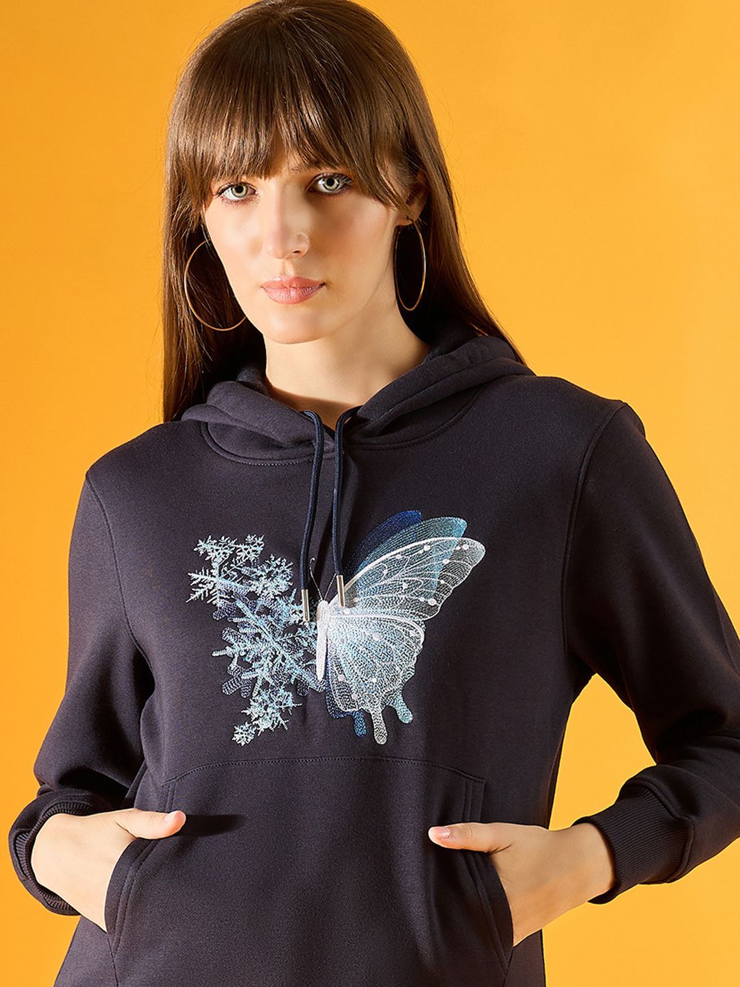 98 Degree North Women Graphic Embroidered Hood Fleece Pullover Sweatshirt-picture-40