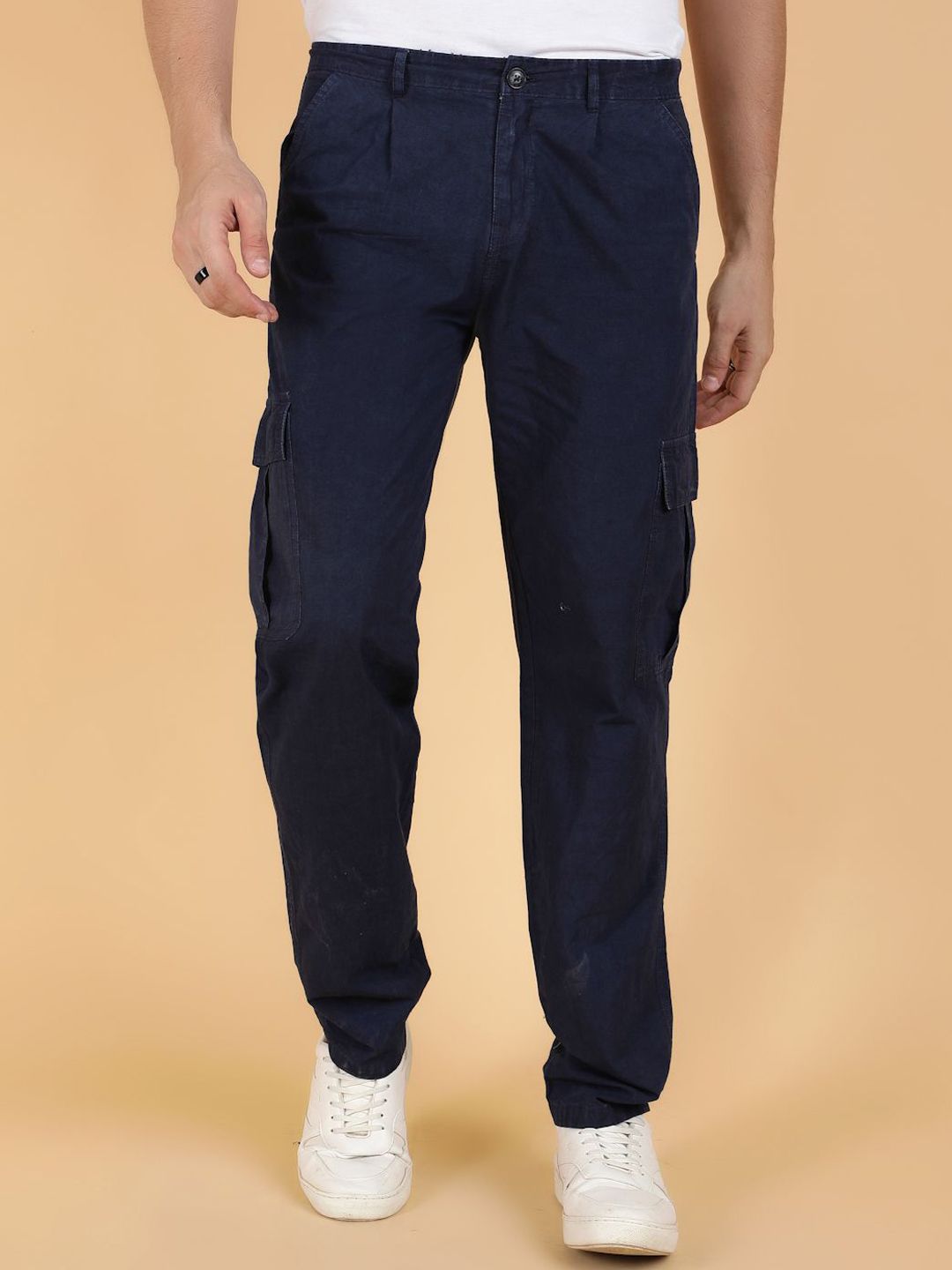 Kotty Men Easy Wash Regular Fit Cargos Trousers-image-17