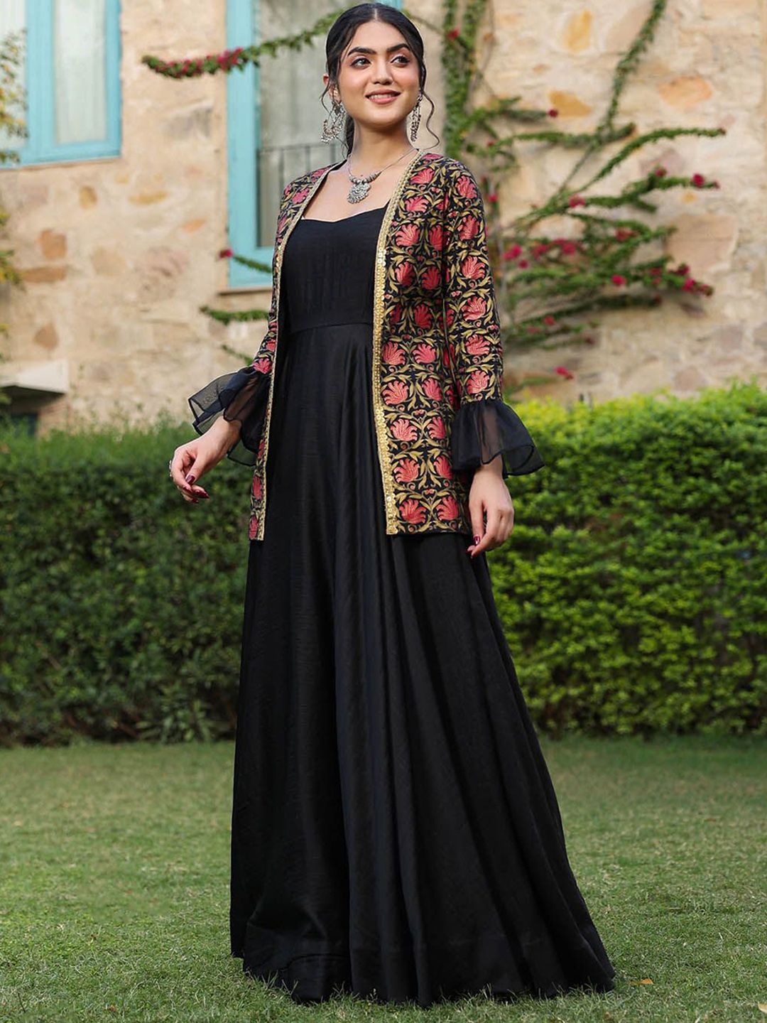 Buy Anastay Clothing Women Printed Solid Fit and Flare Jacket