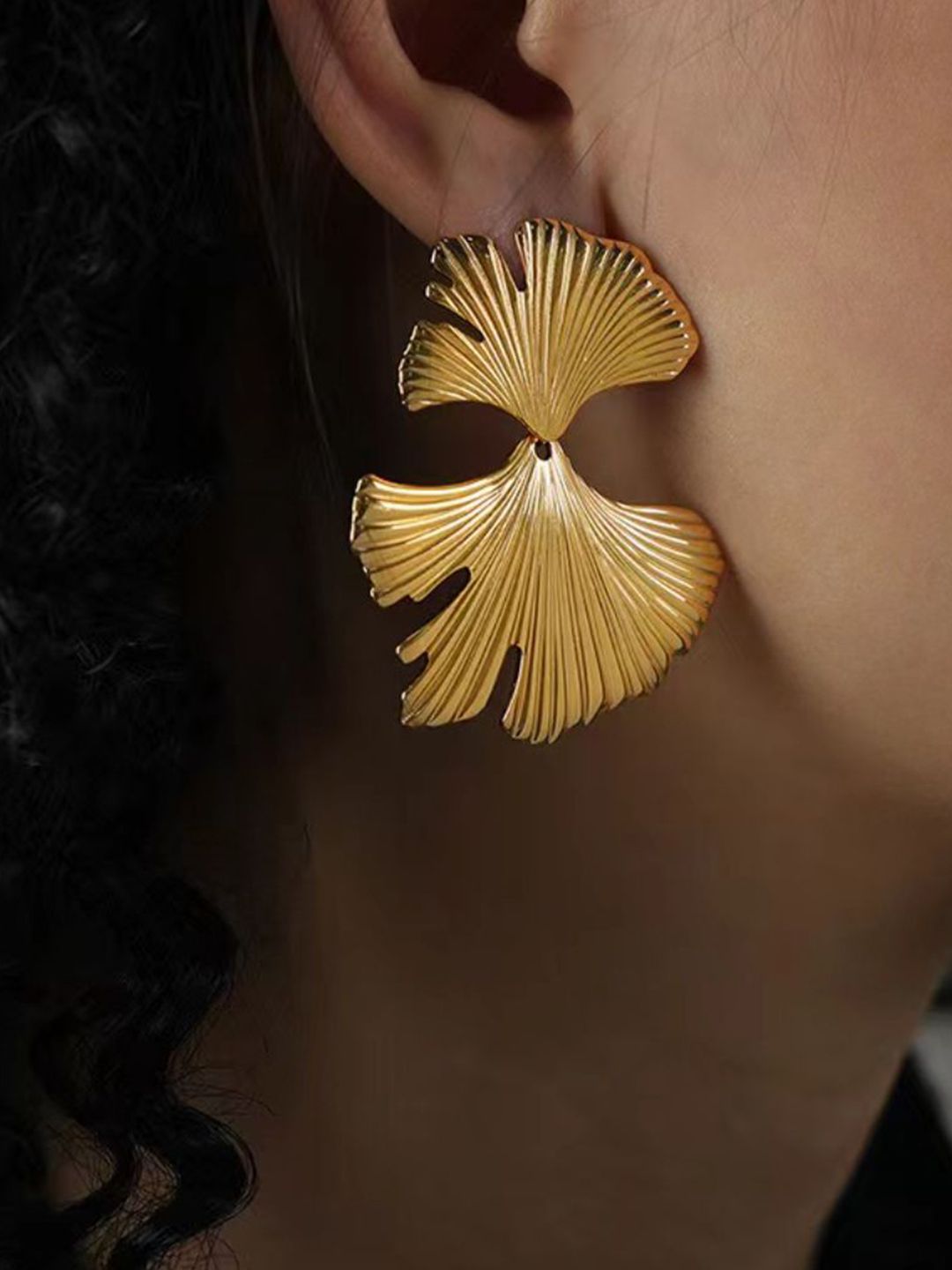 SALTY Gold-Plated Stainless Steel Contemporary Tasselled Studs-picture-21