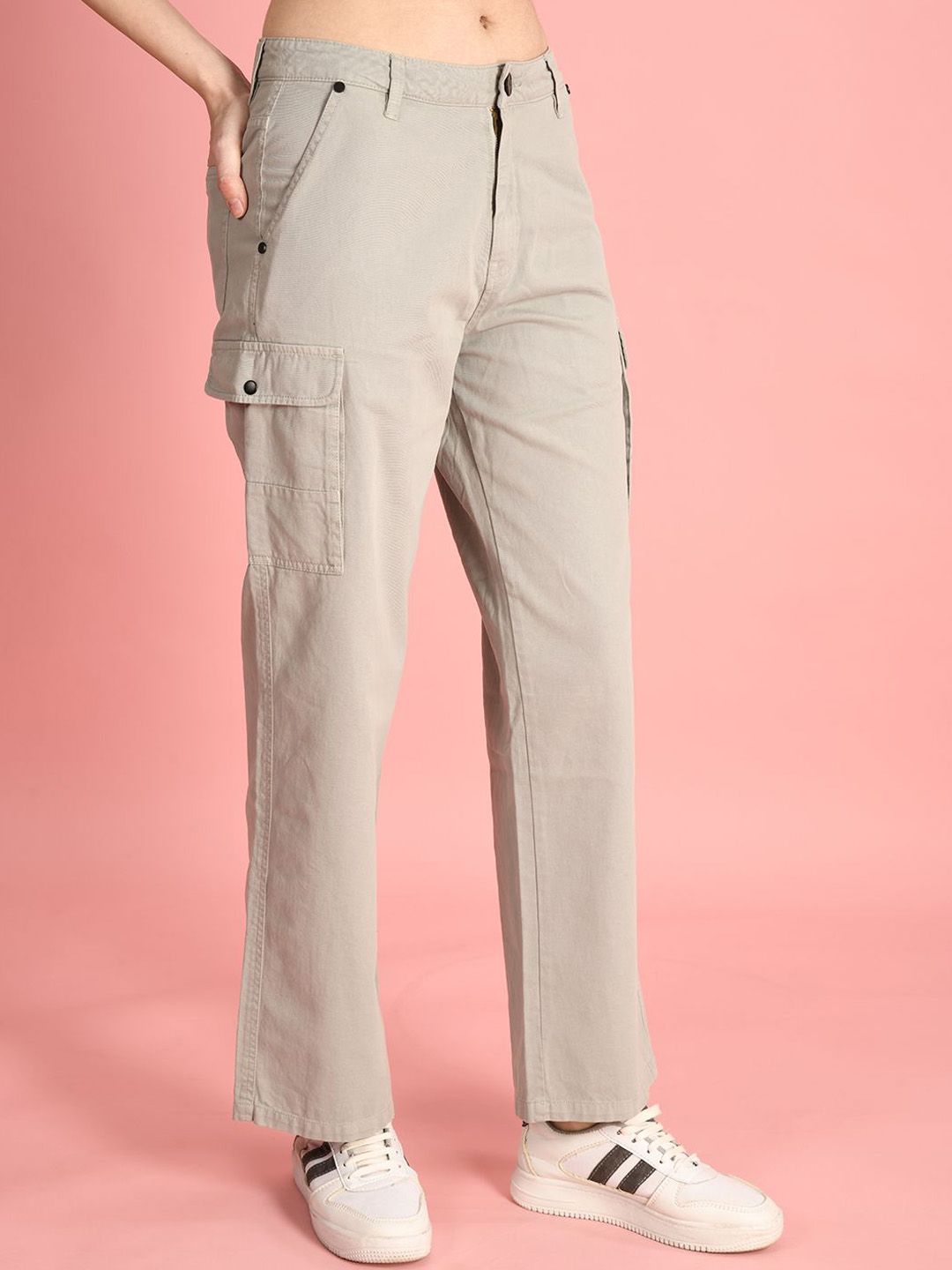 IVOC Women Classic Straight Fit Mid-Rise Cargo Trousers-picture-34