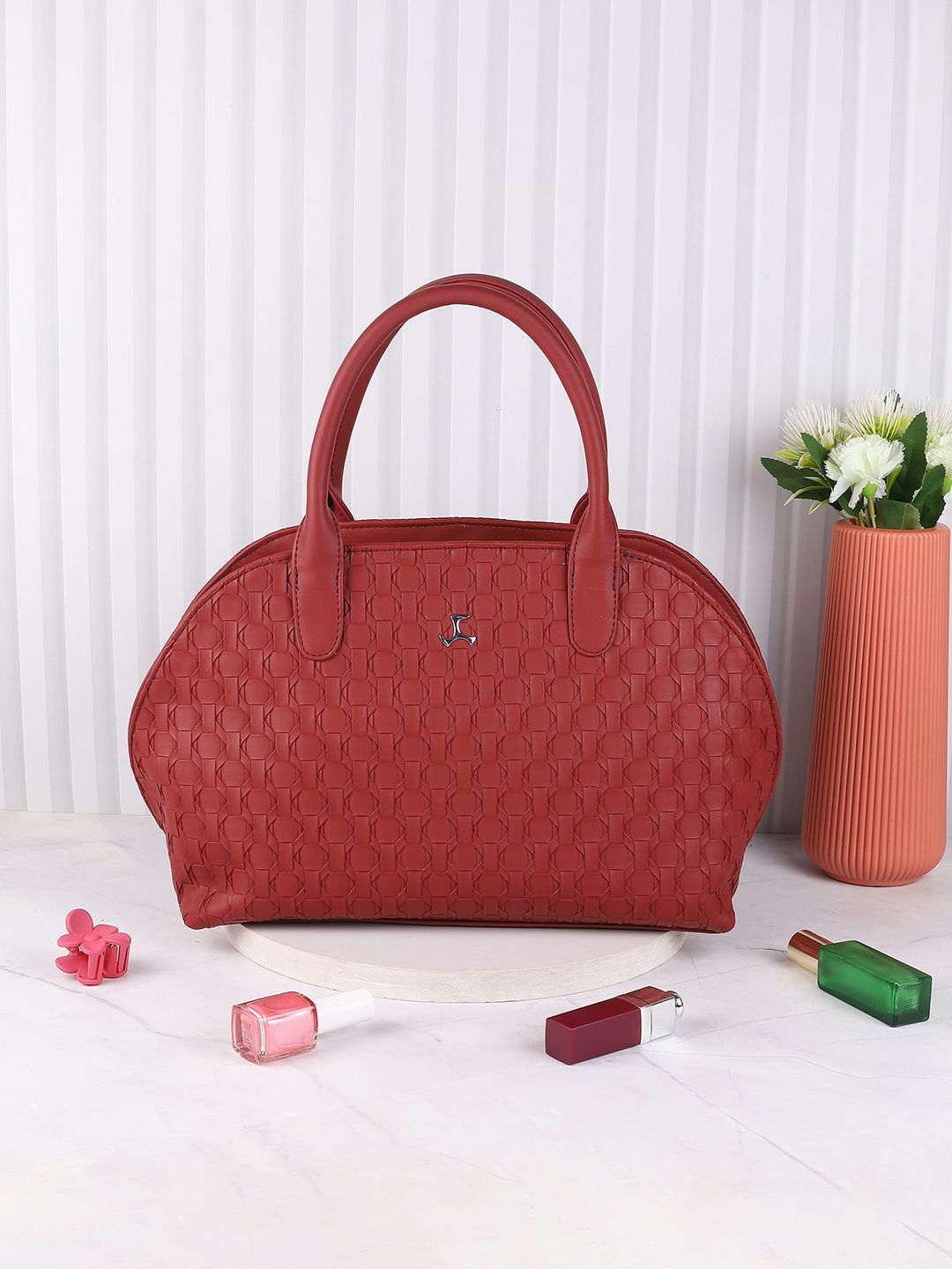 Mochi Textured PU Structured Satchel Wth Quilted-picture-14