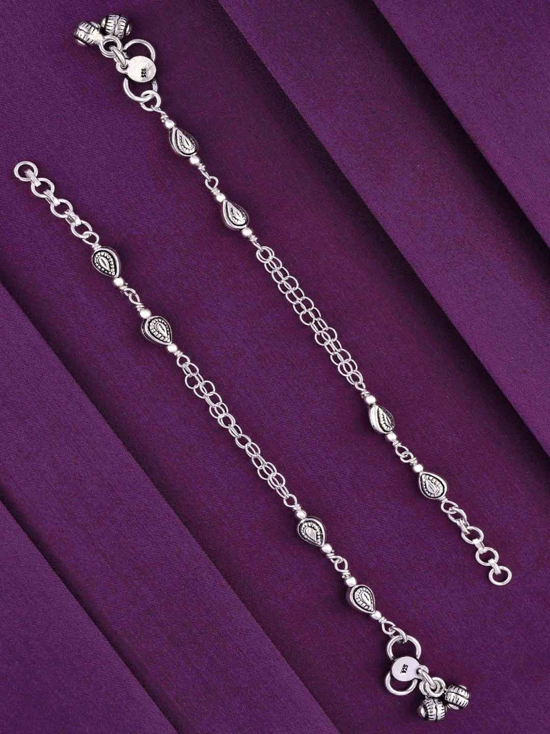KAI JEWEL Girls 925 Sterling Silver Rhodium-Plated Anklets-image-43