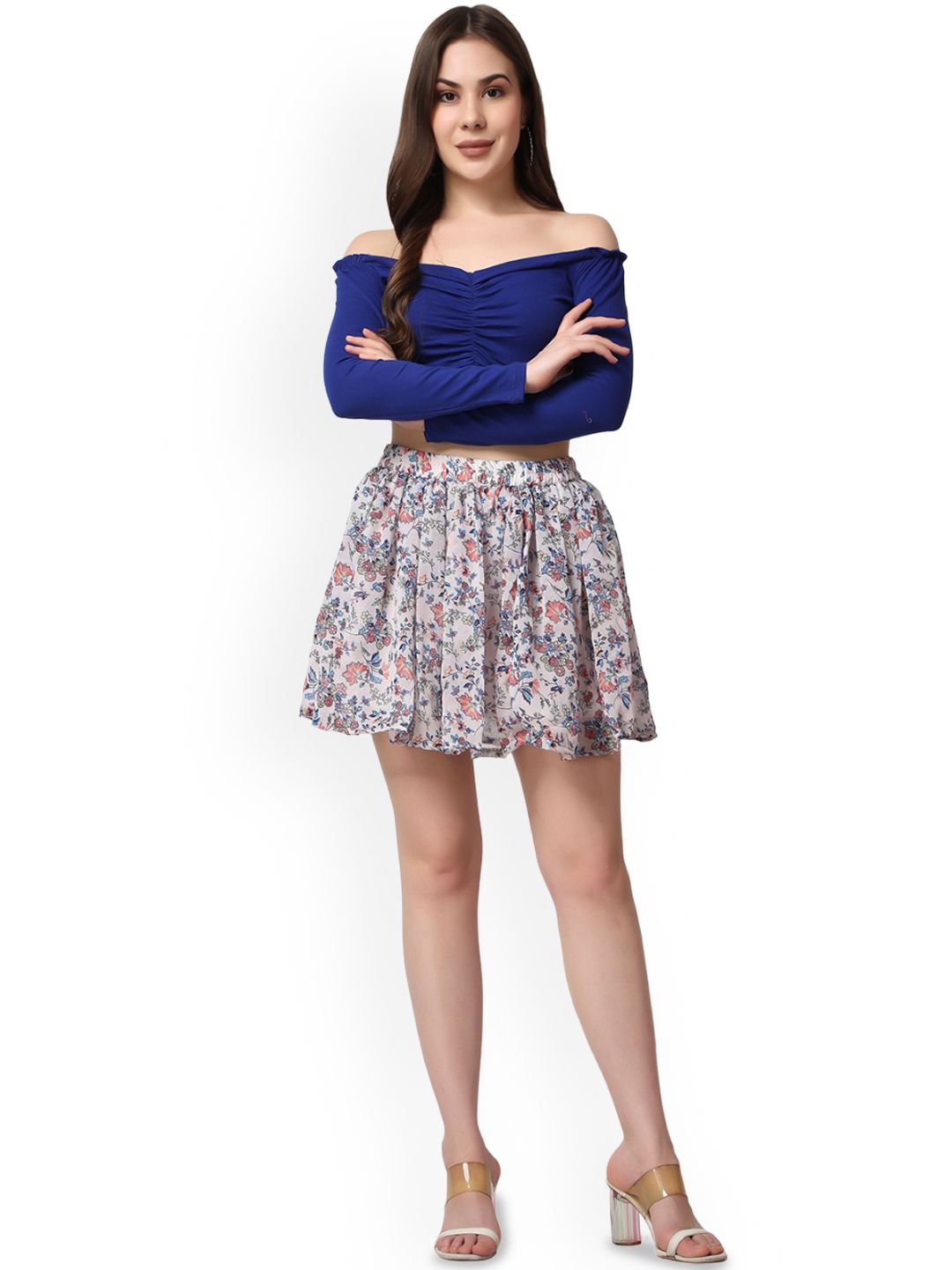 SCORPIUS Blue print long skirt main image 0