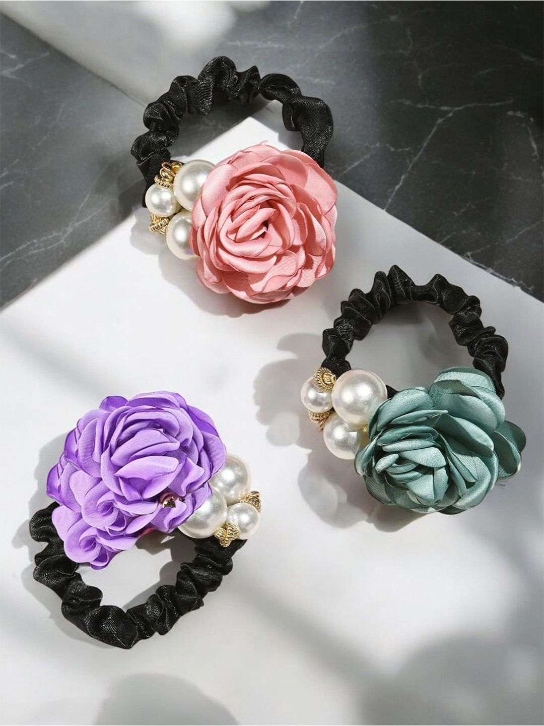 fabula Girls Set of 3 Embellished Ponytail Holders-picture-20