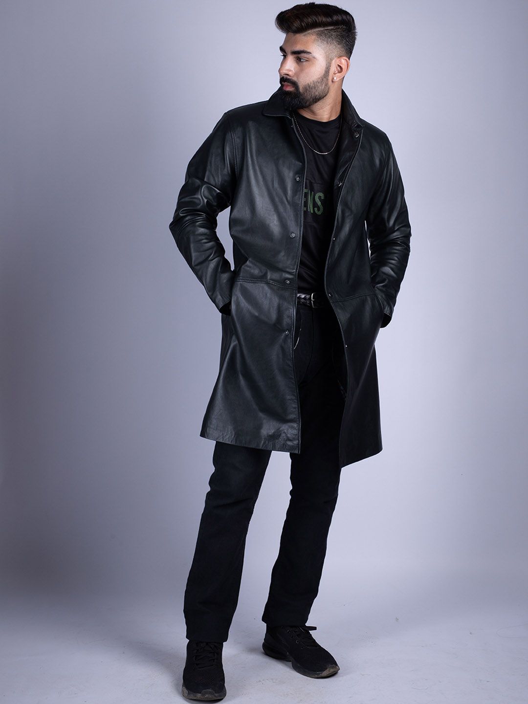 Buy HUE & HIDE Men Genuine Longline Leather Jacket - Jackets for