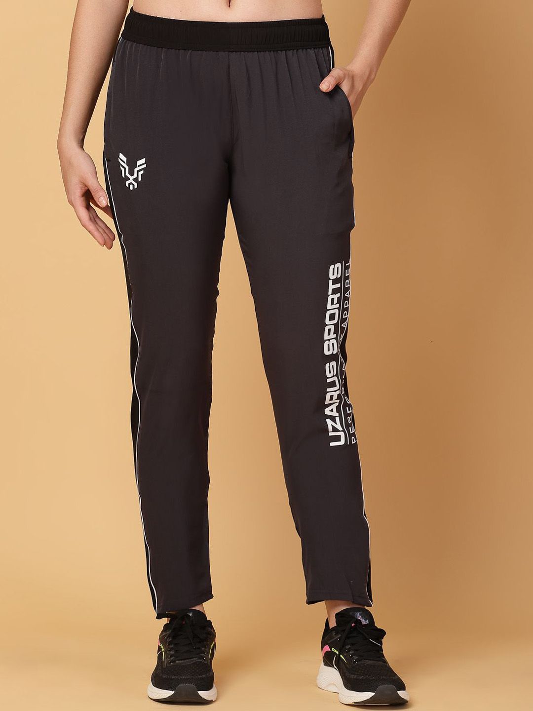 UZARUS Women Typography Printed Track Pants-image-18
