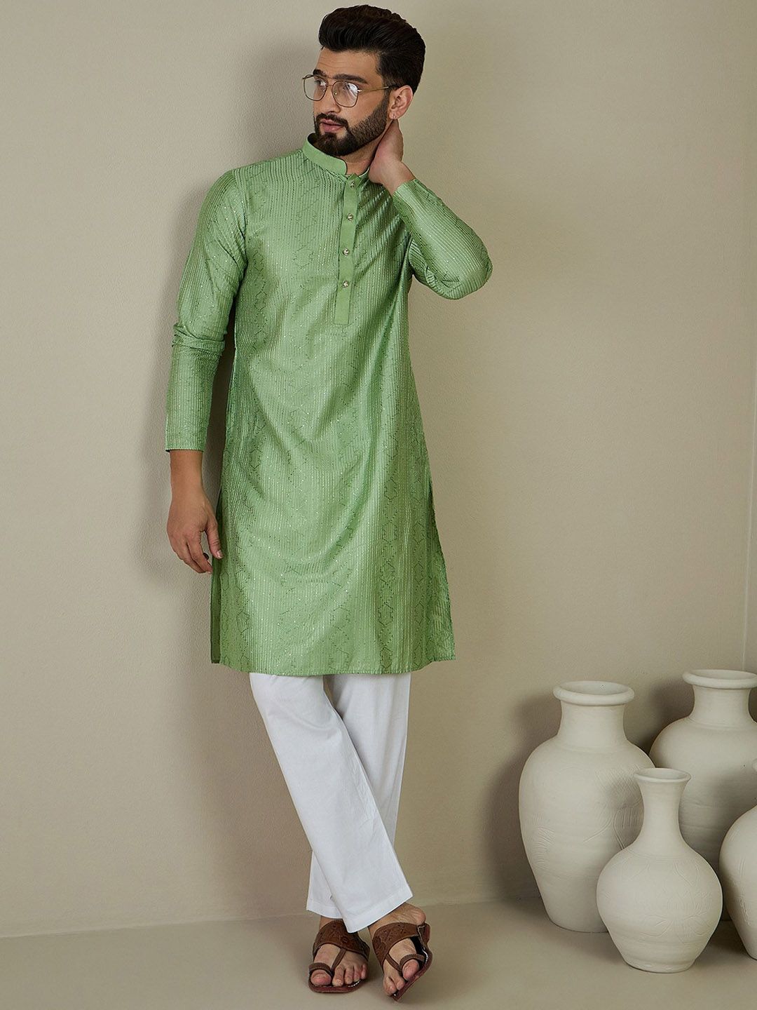 Buy Anouk Men Ethnic Motifs Embroidered Thread Work Kurta - Kurtas for