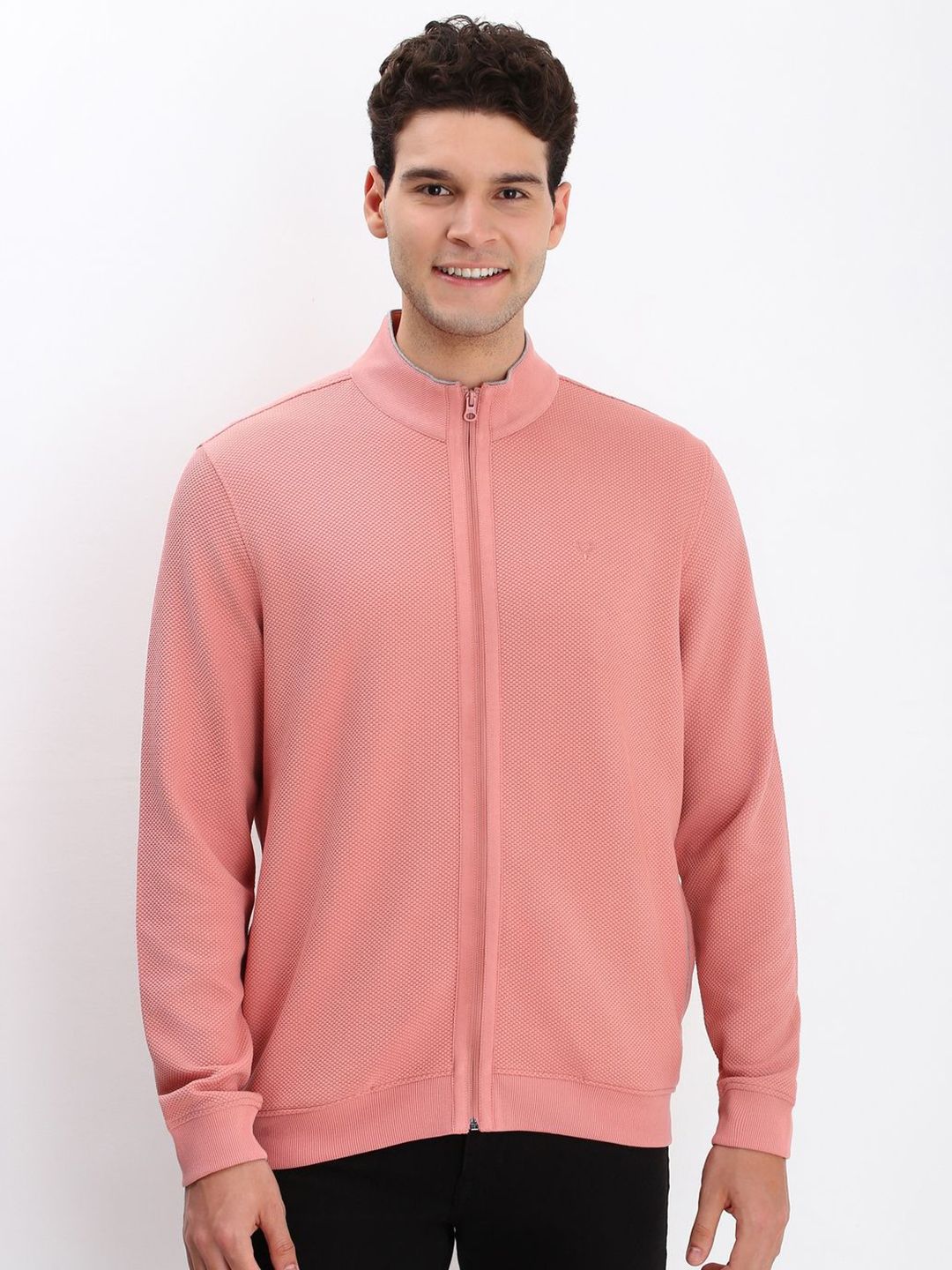 Allen Solly Men Self Design High Neck Cotton Ribbed Sweatshirt-picture-10