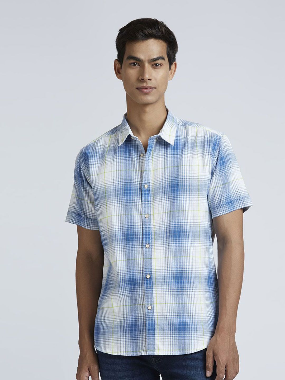 Pepe Jeans Men Spread Collar Tartan Checked Cotton Casual Shirt-picture-19