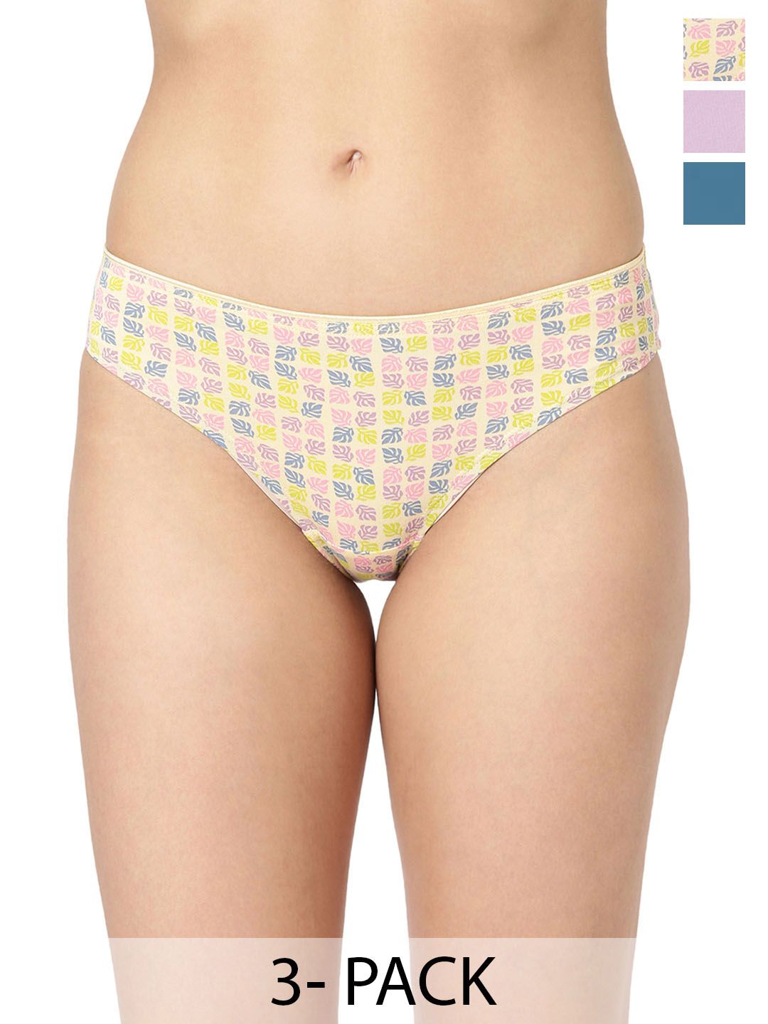 BLOSSOM Pack Of 3 Assorted  cotton Bikini Briefs MULBERRY Assorted XS Pack of 3-picture-21