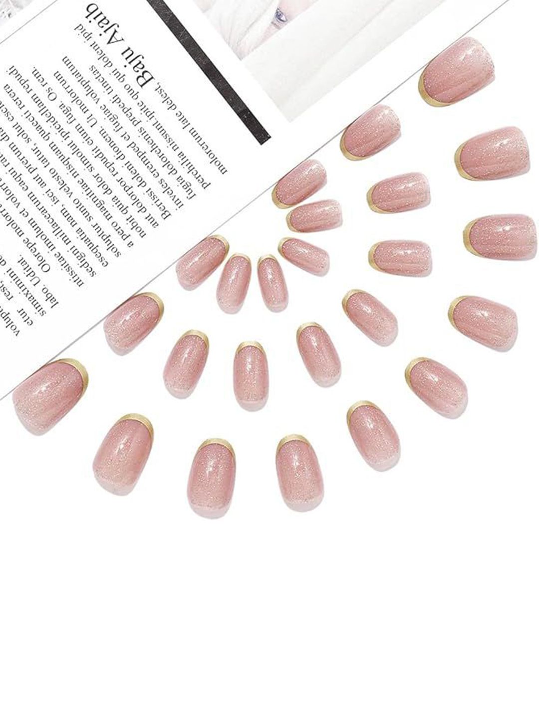 The Pink Truck Set of 24 Oval Shaped Reusable Artificial Nails With Glue - Cat Eye Effect-image-36