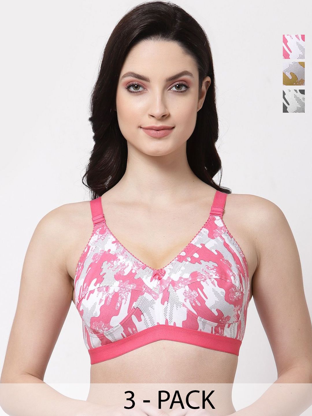SHYAM SONS FLAIR Women Minimizer Floral Printed Full Coverage Bra Pack of 3-picture-24