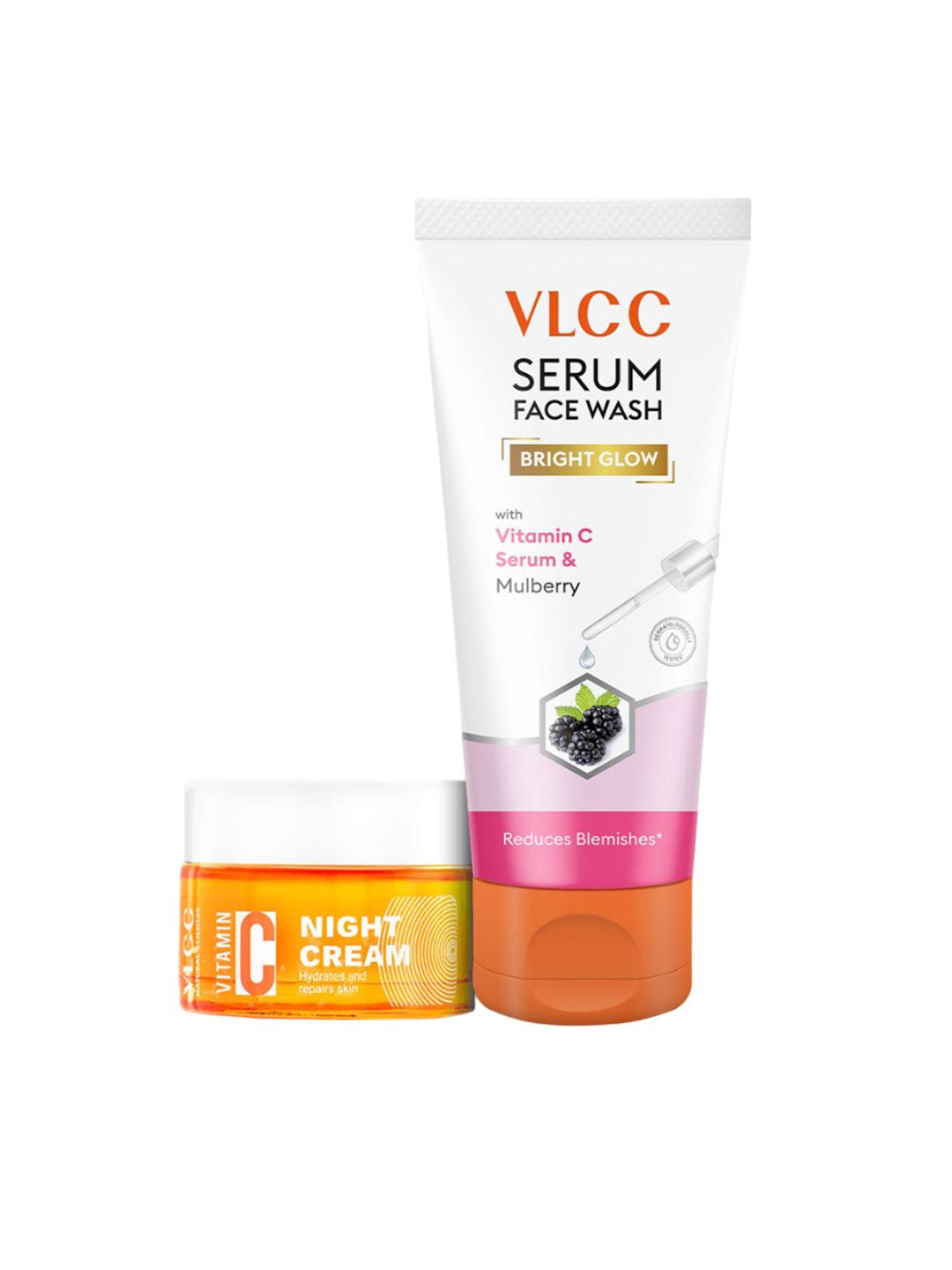 VLCC Bright Glow Serum Face Wash - 100 ml With Vitamin C Night Cream - 50 g