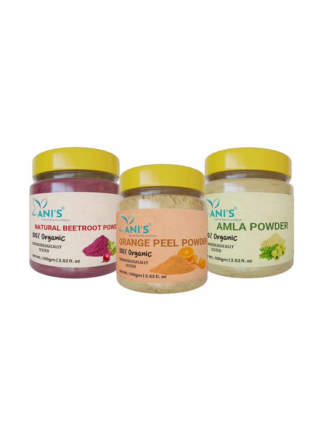 ANI'S Set Of 3 Organic Beetroot- Orange & Amla Peel Powder- 100g Each-image-49
