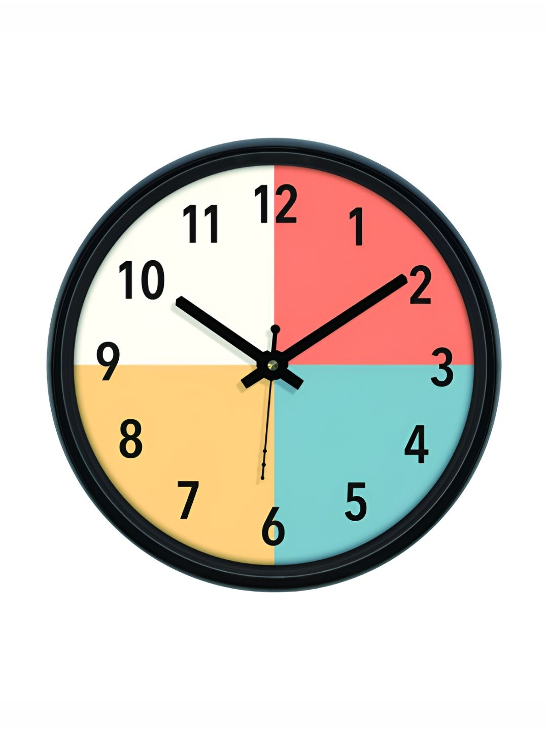 Aura White & Pink Colourblocked Analogue Round Shaped Contemporary Wall Clock-picture-1