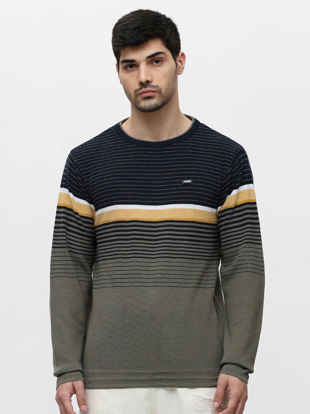 Klub Fox Men Colourblocked Striped Pullover-picture-35