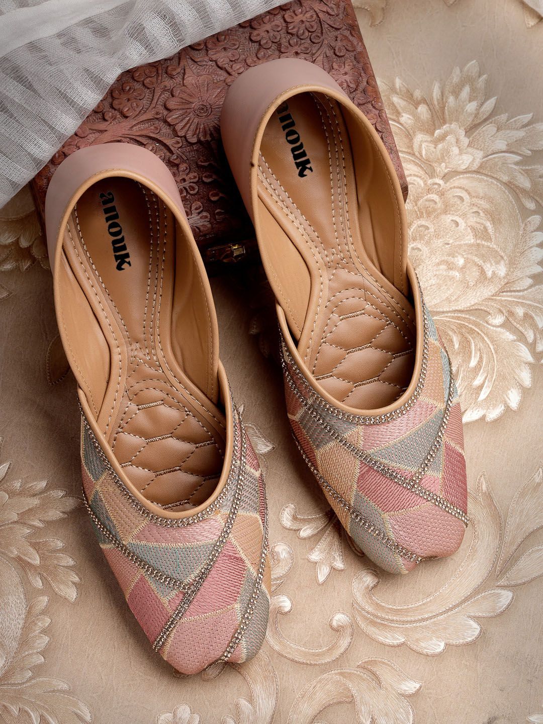 Anouk Women Woven Design Mojaris Flats-picture-21