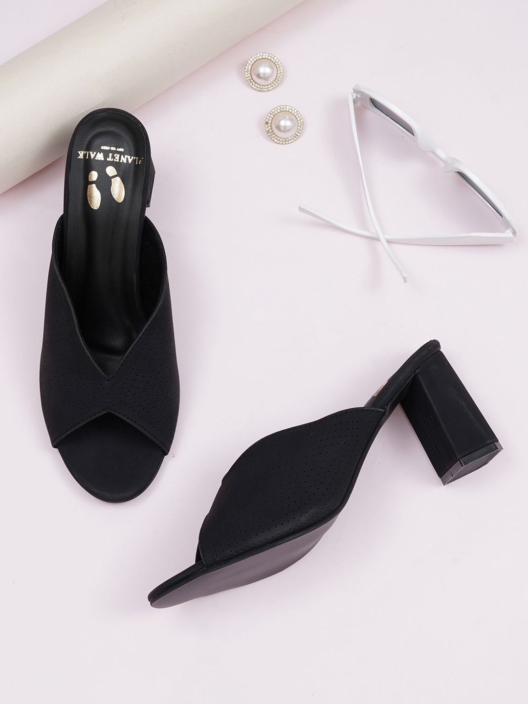 PLANET WALK Textured Block Peep Toes with Laser Cuts-image-27