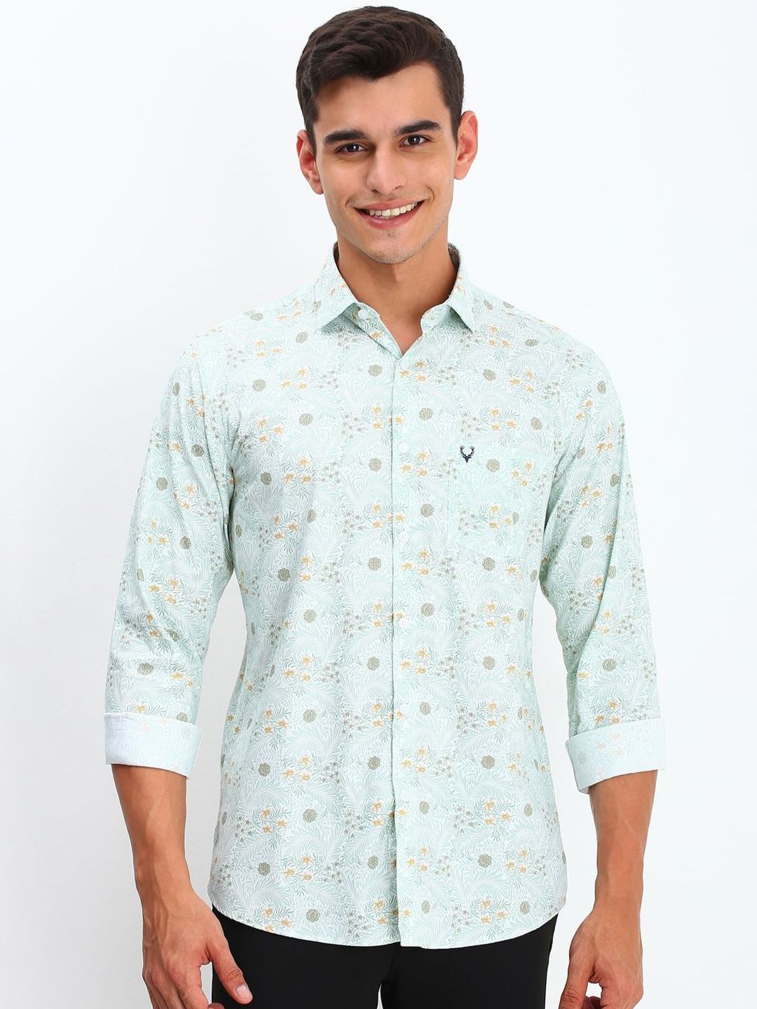 Allen Solly Men Spread Collar Floral Printed Cotton Slim Fit Casual Shirt-picture-31