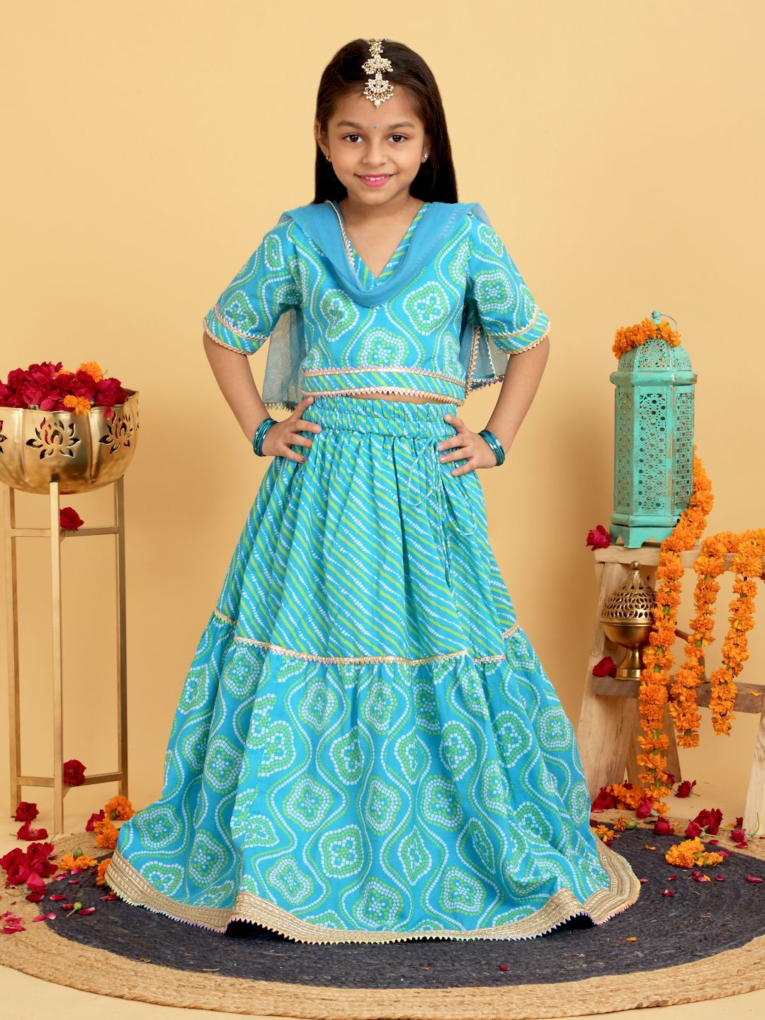 YK X Trampoline Girls Printed Ready to Wear Lehenga & Blouse With Dupatta-picture-14