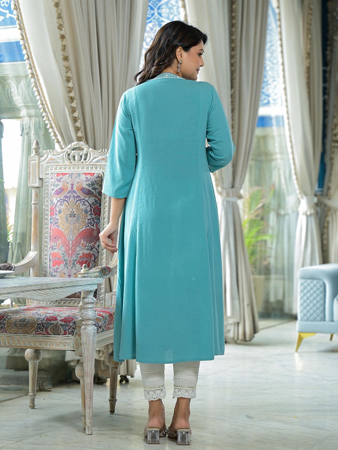 Buy Juniper Women Embroidered Mirror Work Kurta - Kurtas for Women ...