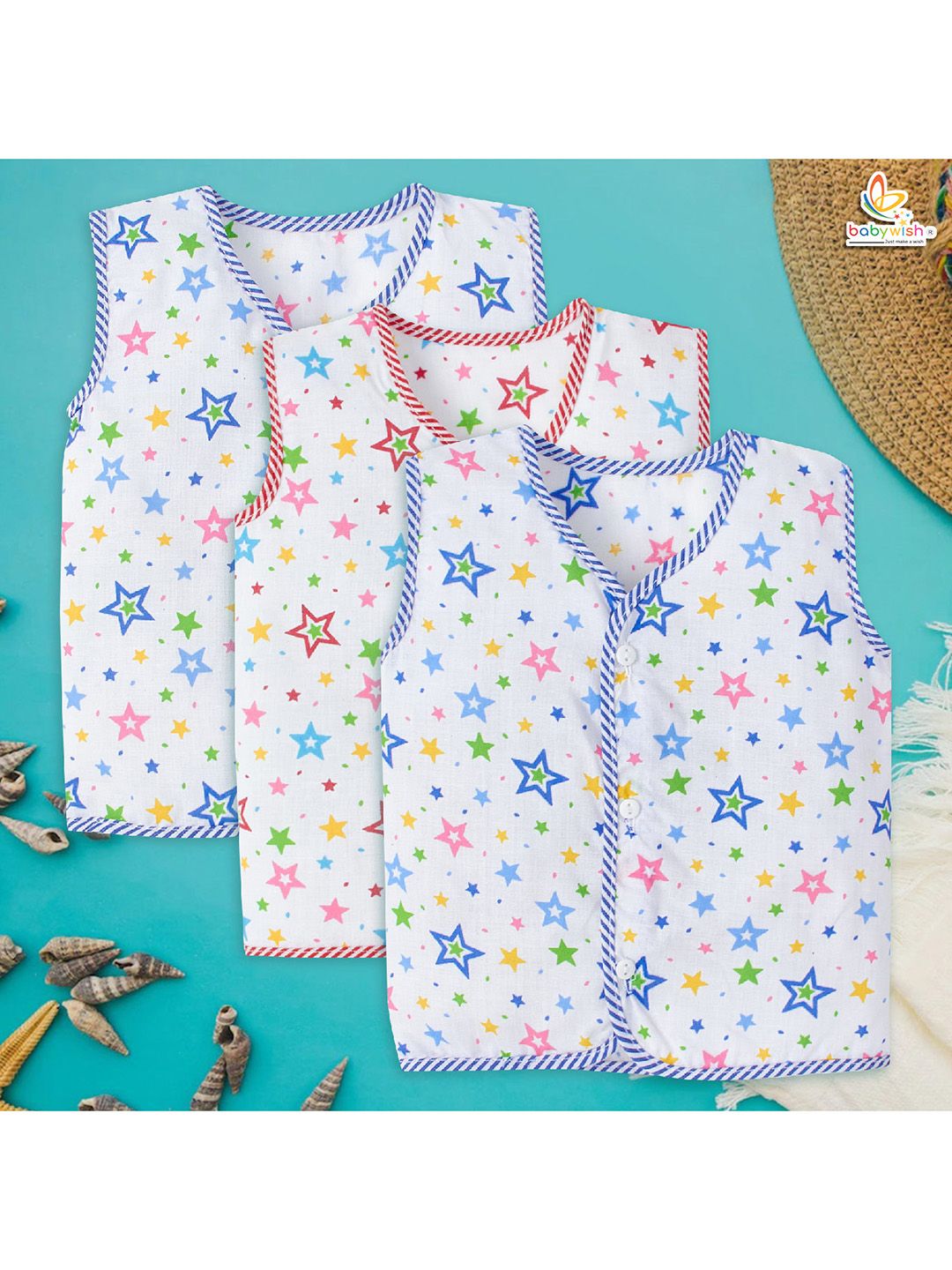 Babywish Pack of 3 Kids Printed Sleeveless Cotton Jhabla-picture-20