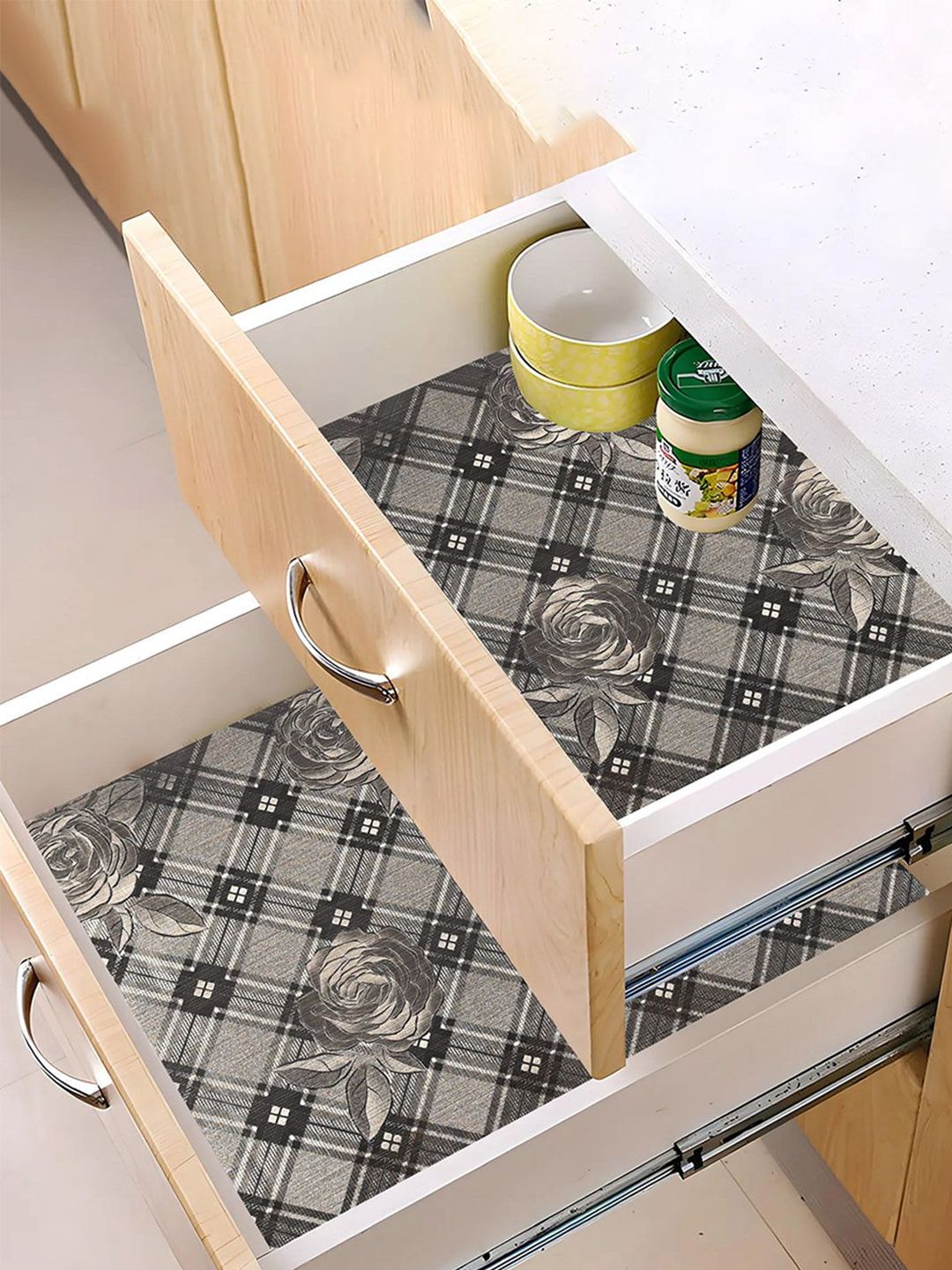 Kuber Industries Silver-Toned 2 Pieces Printed Water Resistant Shelf Liner-picture-32