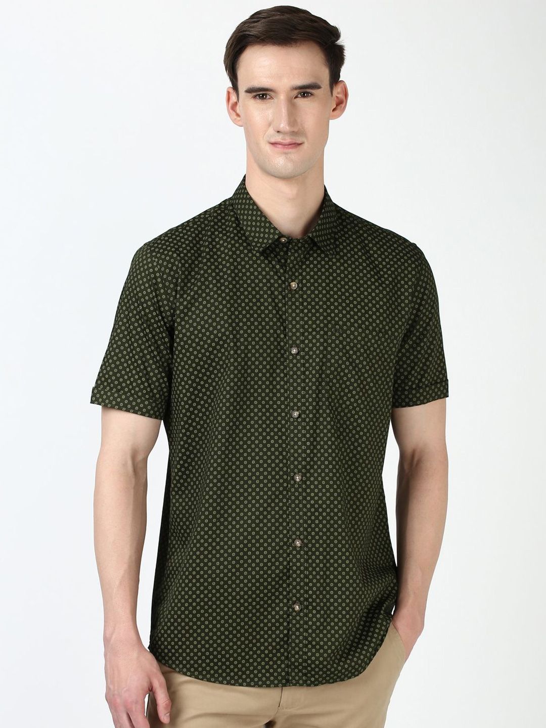 Peter England Casuals Men Spread Collar Floral Printed Cotton Slim Fit Casual Shirt-picture-26