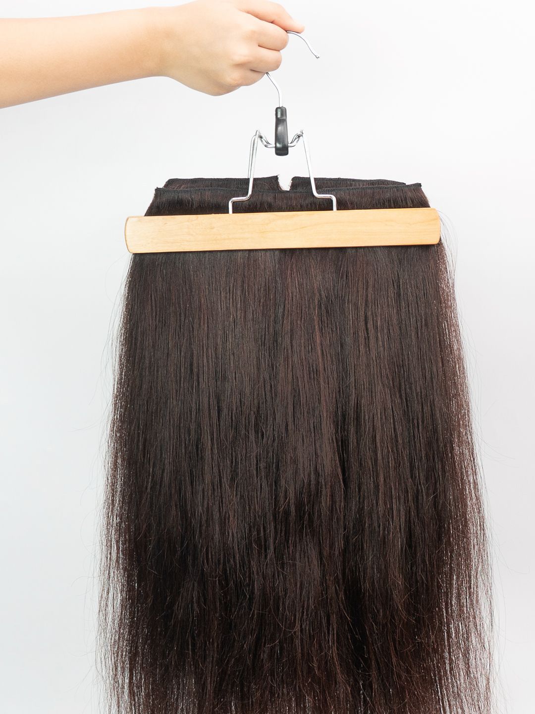 GEMERIA HAIR Set of 3 Clip-In Straight Locks Hair Extension - Dark Brown-image-10