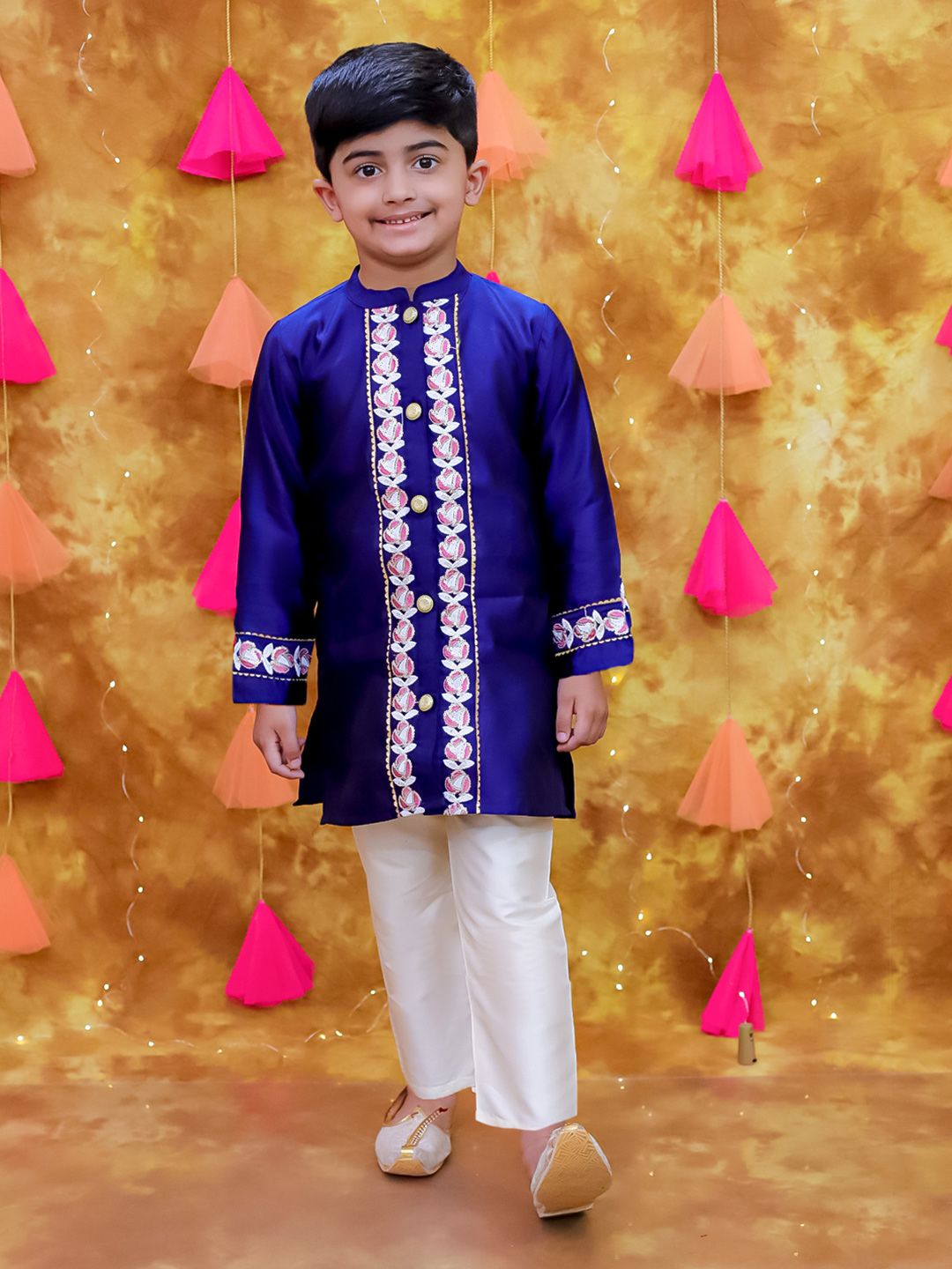 KID1 Boys Embroidered Silk Sherwani-image-39
