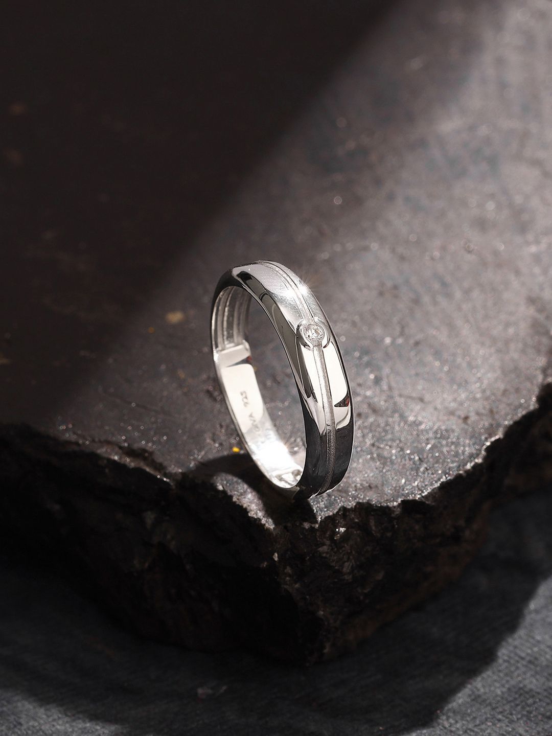 GIVA Men 925 Sterling Silver Rhodium Plated Stone-Studded Adjustable Finger Ring-picture-40