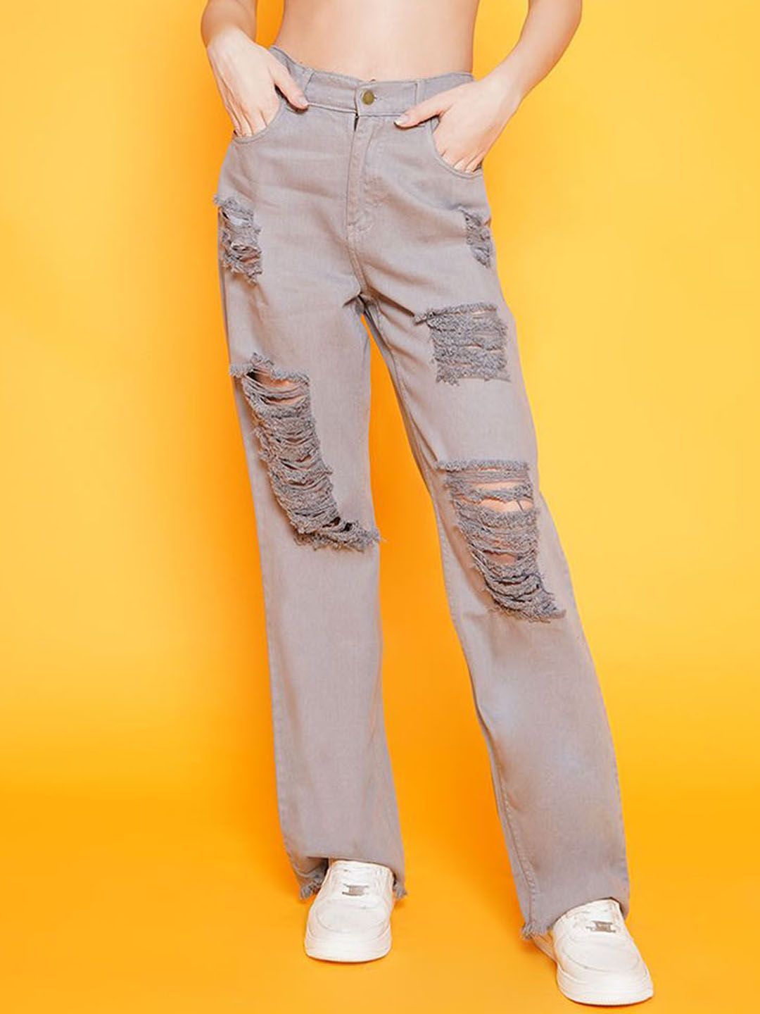 BAESD Women Straight Fit Mildly Distressed Mid-Rise Jeans-image-34