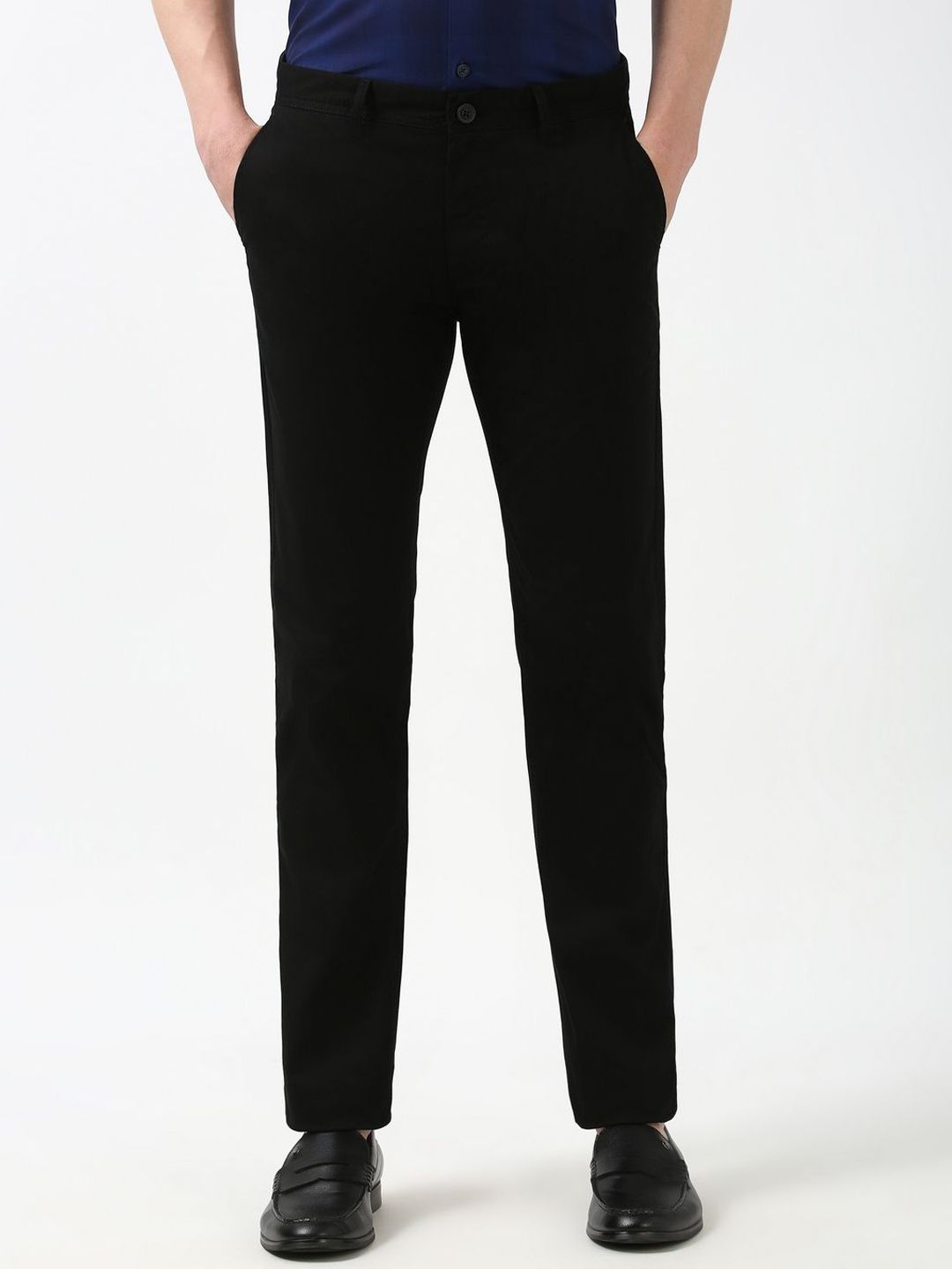 Peter England Casuals Men Solid Super Slim Fit Mid-Rise Regular Trousers-picture-40